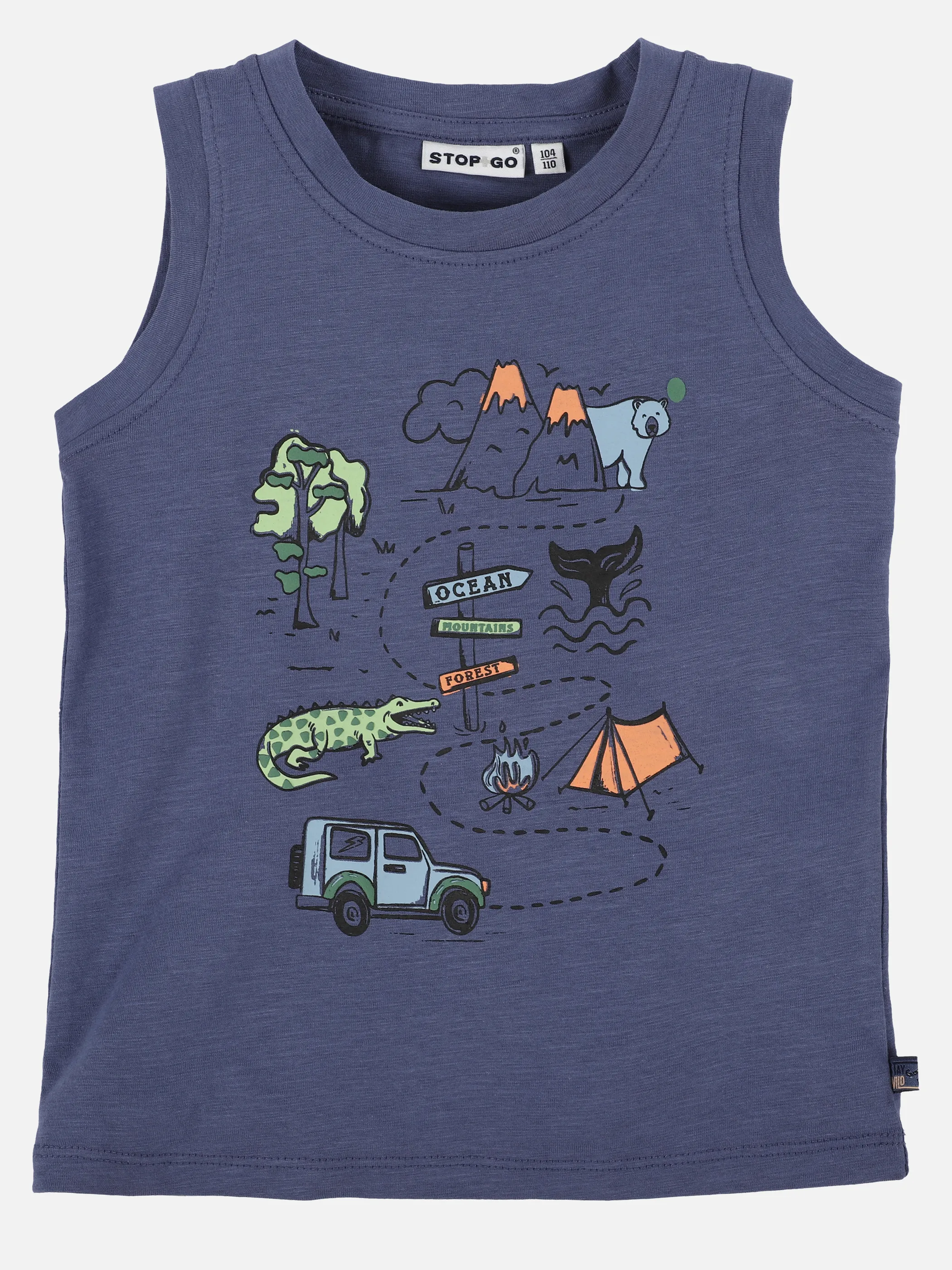 Stop + Go KJ Tanktop in blau mit Frontdruck Blau 891520 BLAU 1 Stop + Go KJ Tanktop in blau mit Frontdruck Blau 891520 BLAU 1