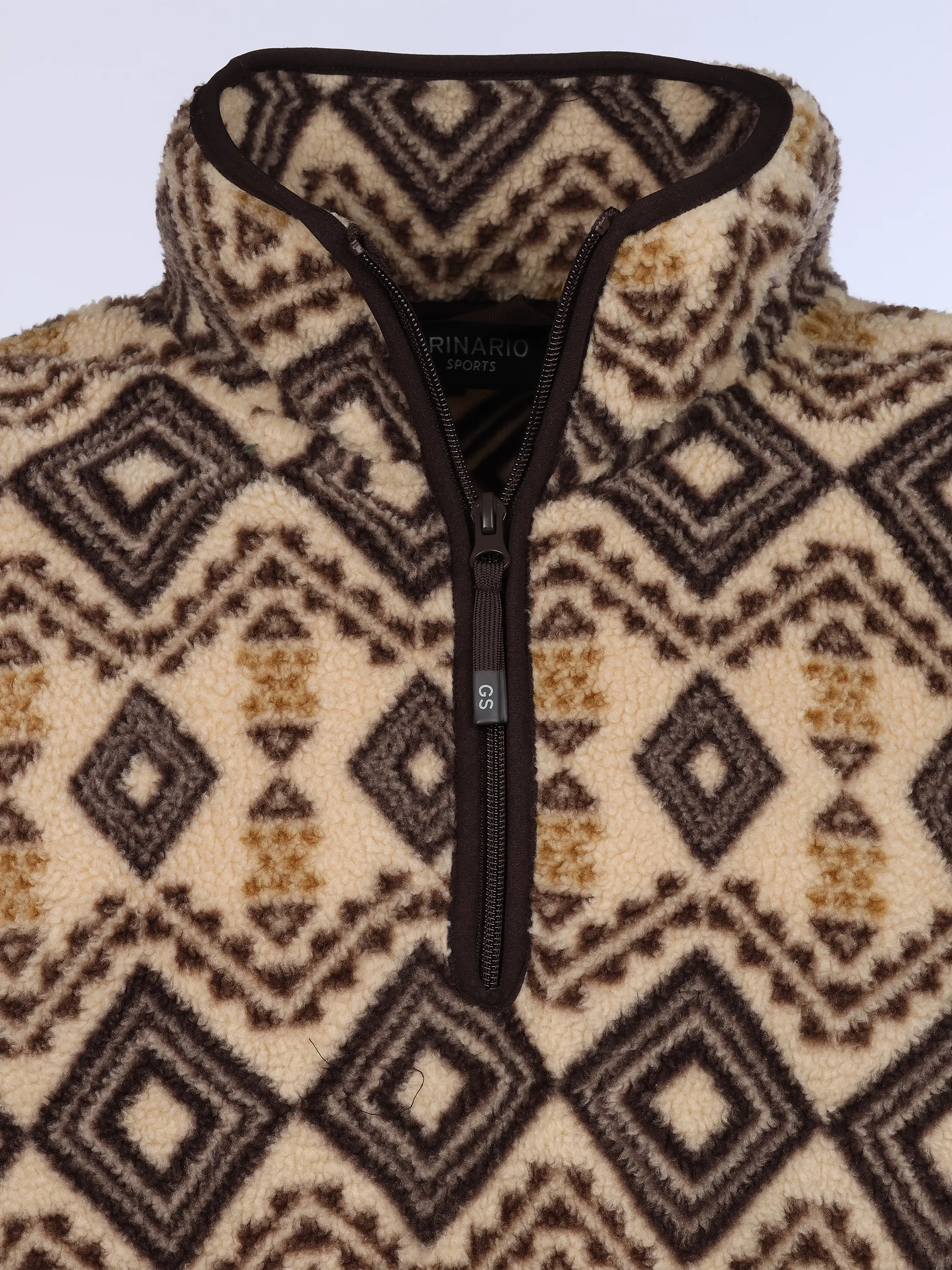 Grinario Sports Teddy Fleece Troyer, AOP Beige 928826 15-1306TCX 3