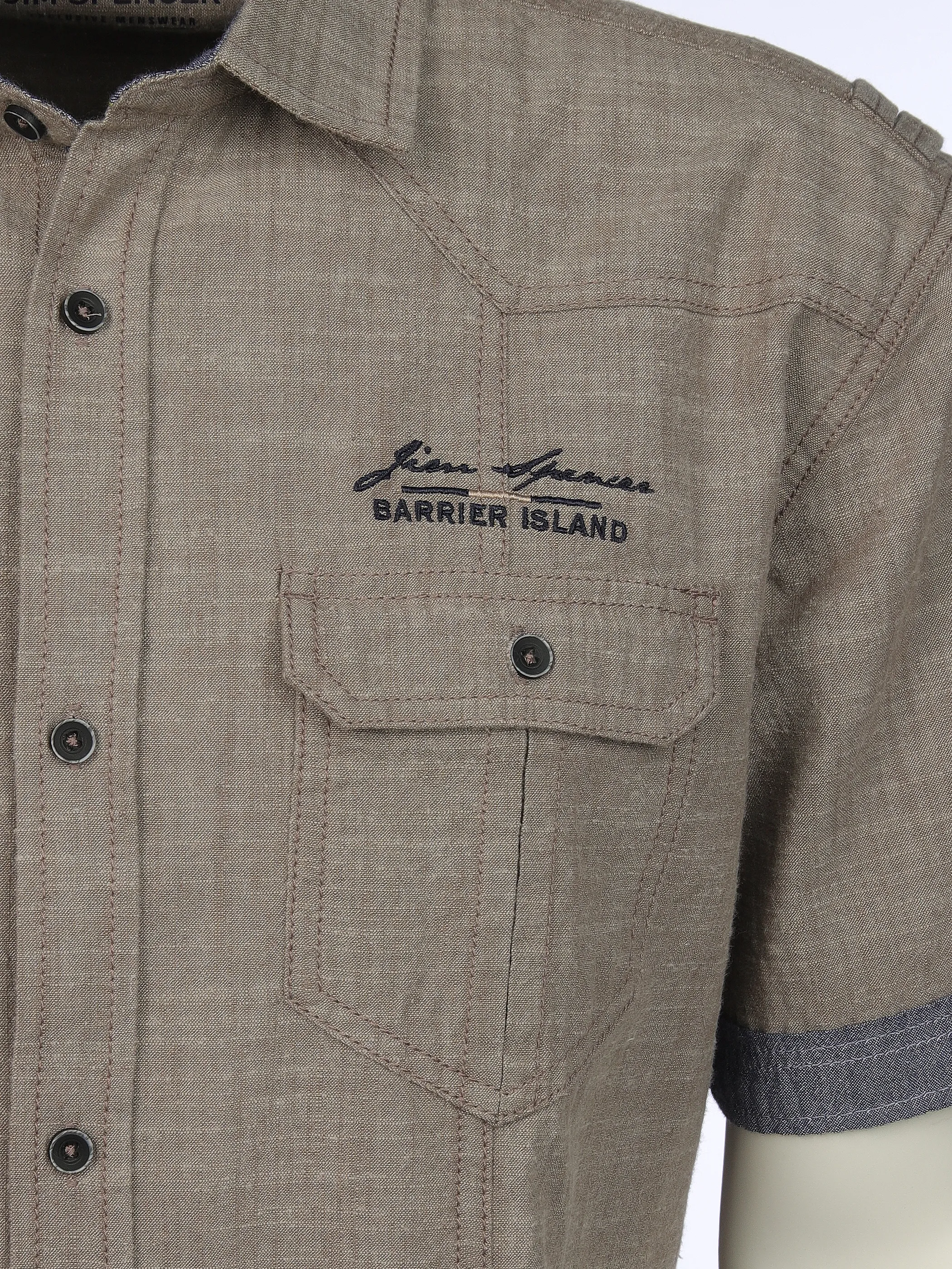 Jim Spencer He. Freizeithemd 1/2 Arm slub Beige 910899 SAND 3