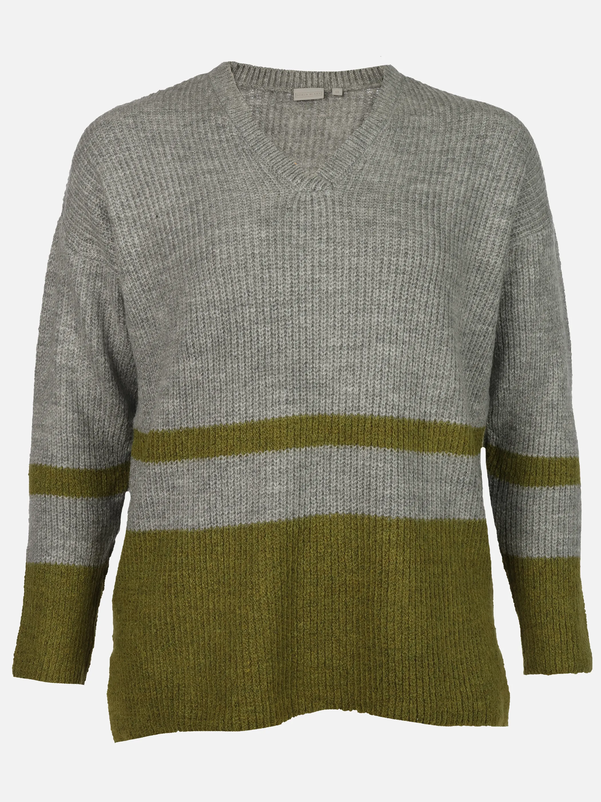 Sonja Blank Da-Pullover V-Ausschnit Grau 919491 HG/GRÜ 1