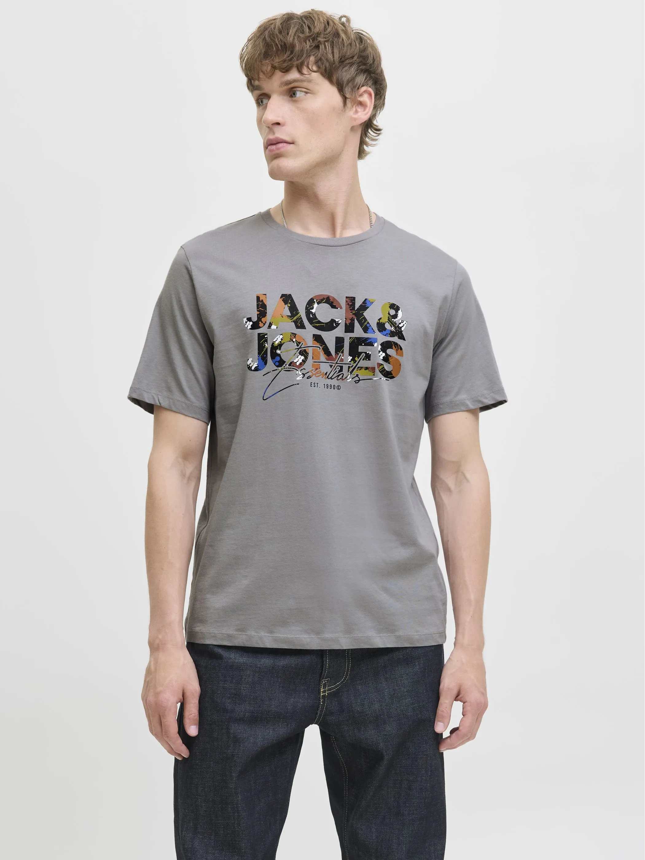 Jack Jones 12278523 JJGEPLAS TEE SS CREW Grau 913158 278262 5