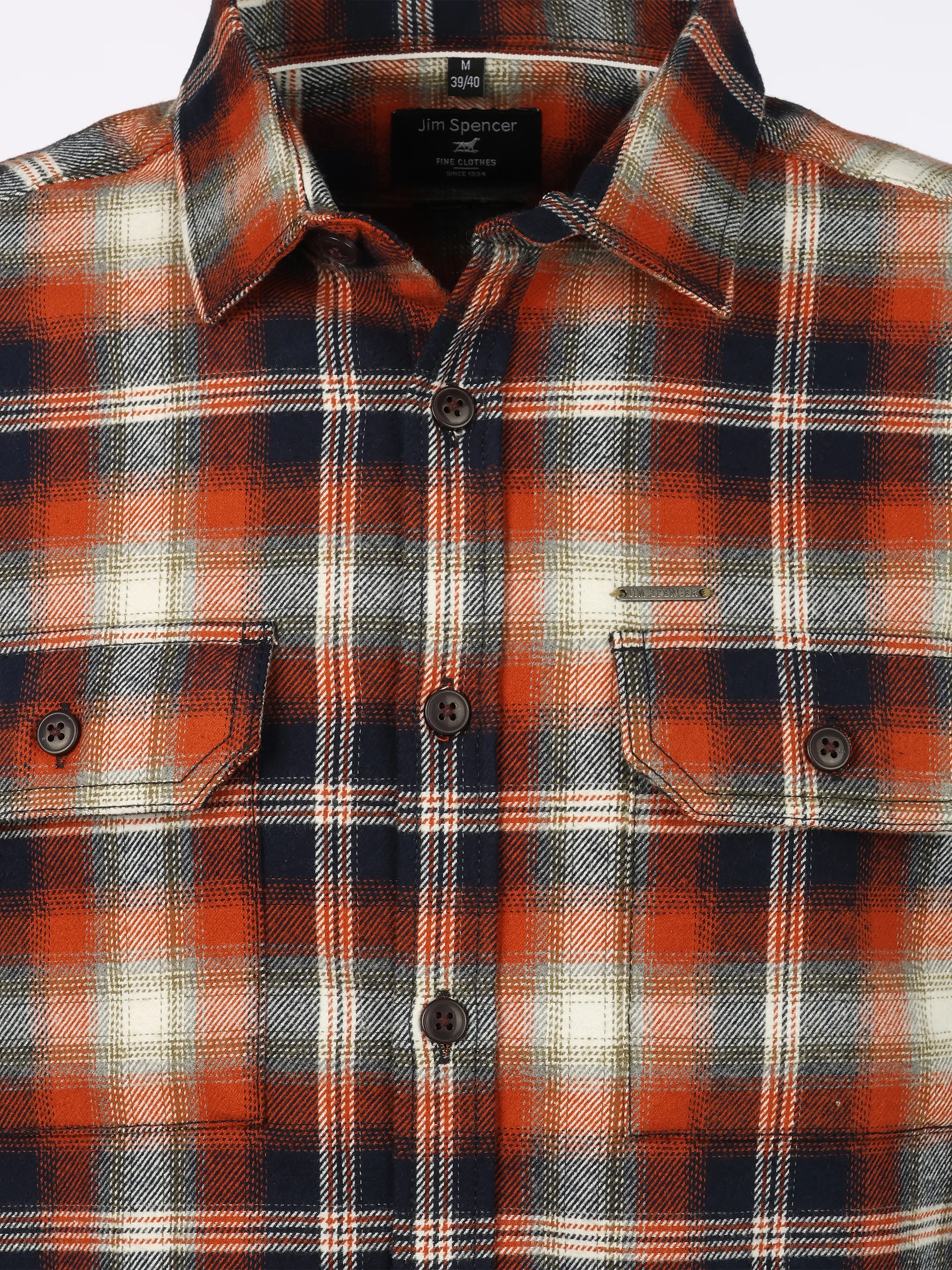 Jim Spencer He. Overshirt Flanell melange Grau 915564 STONE 3