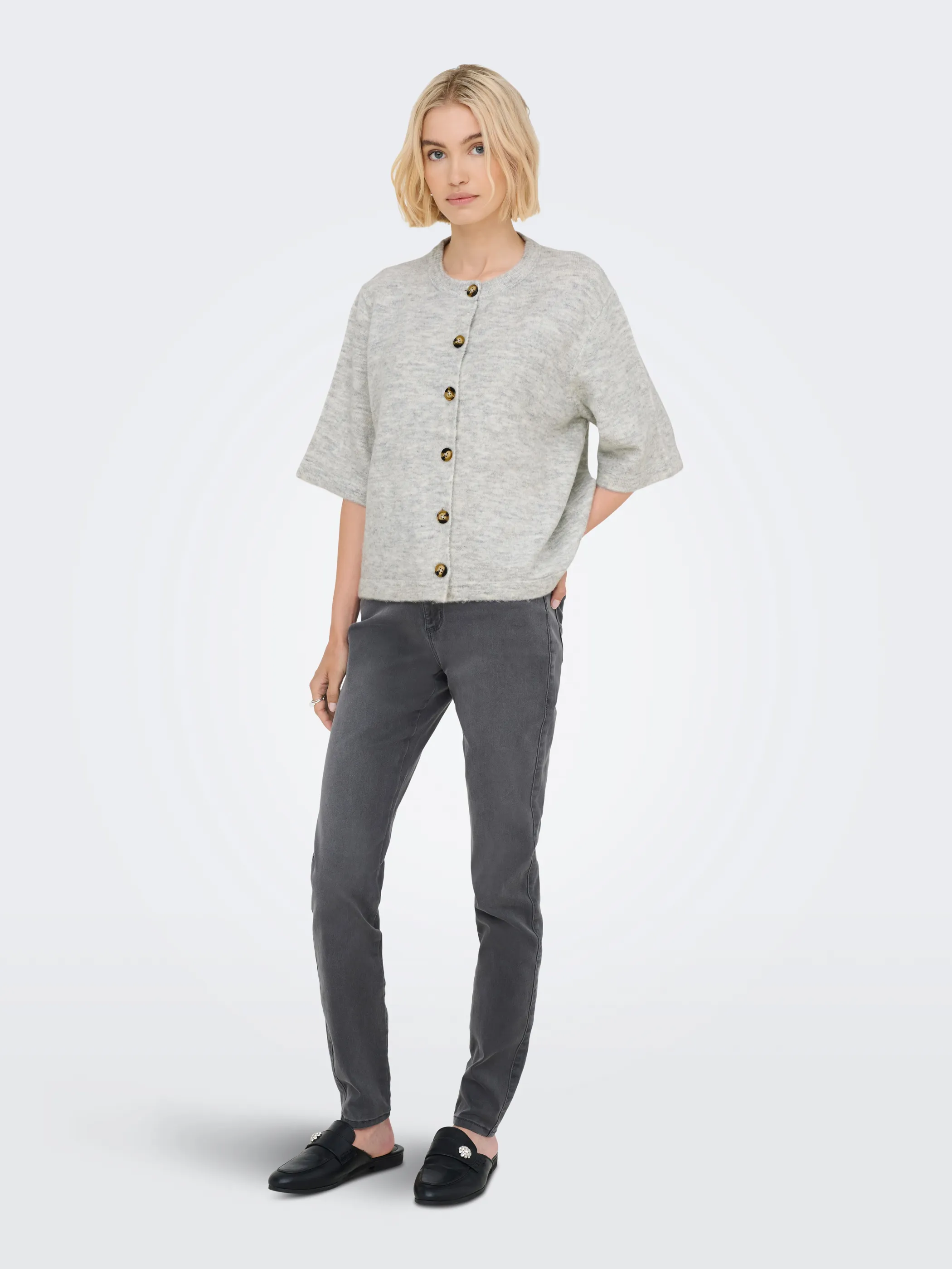 Only 15348772 ONLCAMILLA S/S CARDIG Grau 913028 179073 2