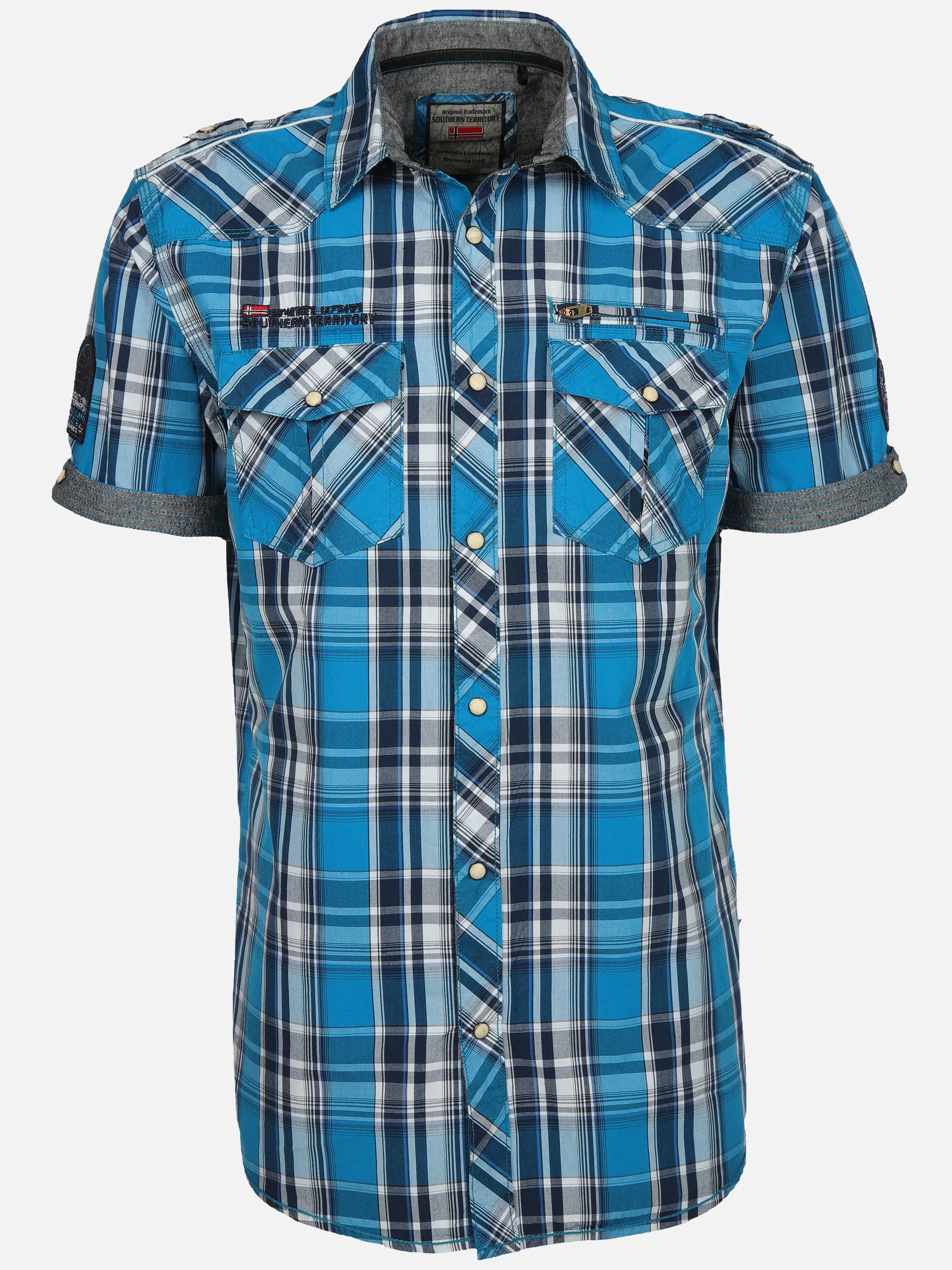 Southern Territory He. Freizeithemd 1/2 Arm zipper Türkis 906573 AQUA 1