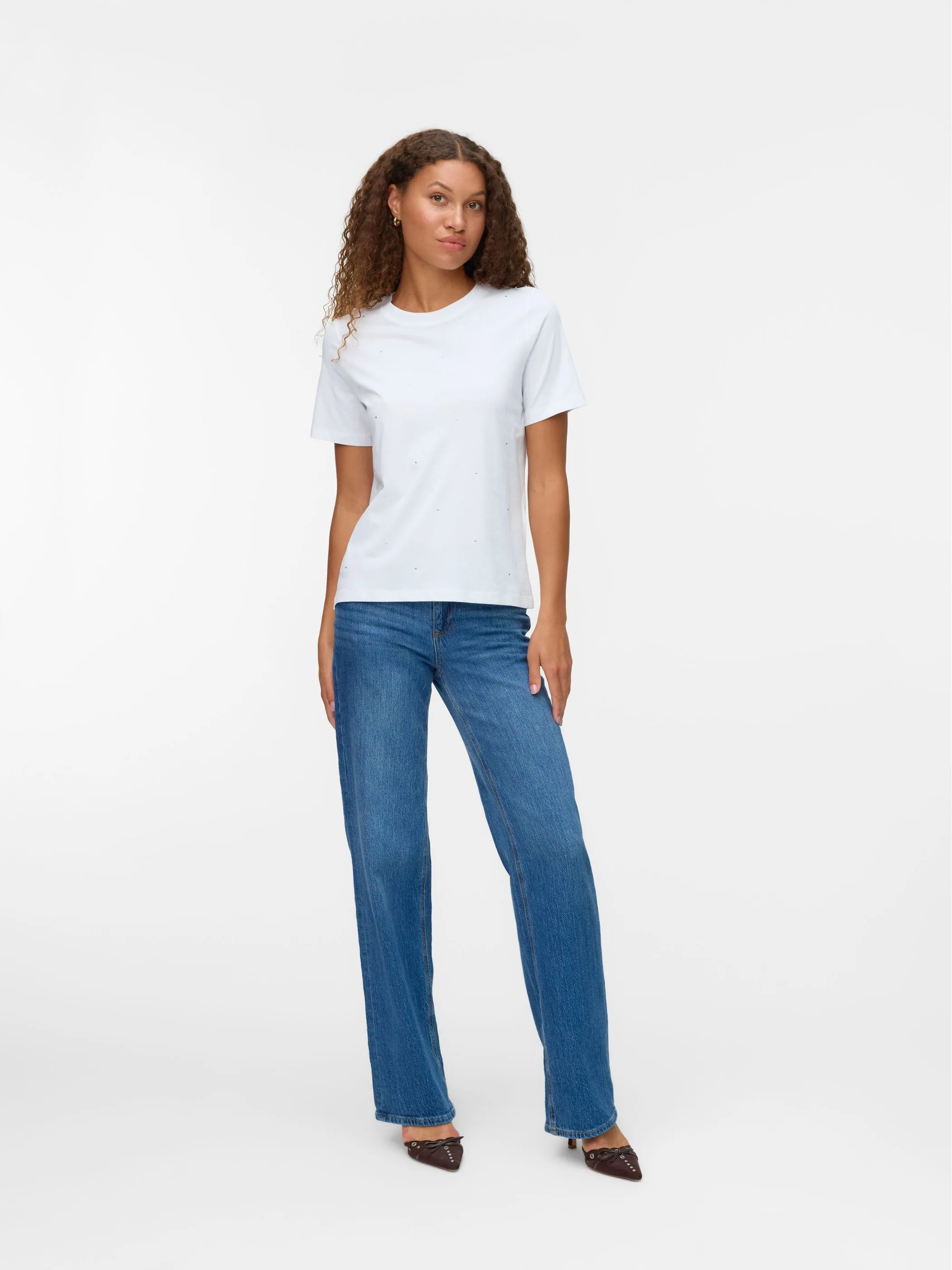 Vero Moda 10336970 VMPAULINA DETAIL SS T Weiß 917566 175683003 2