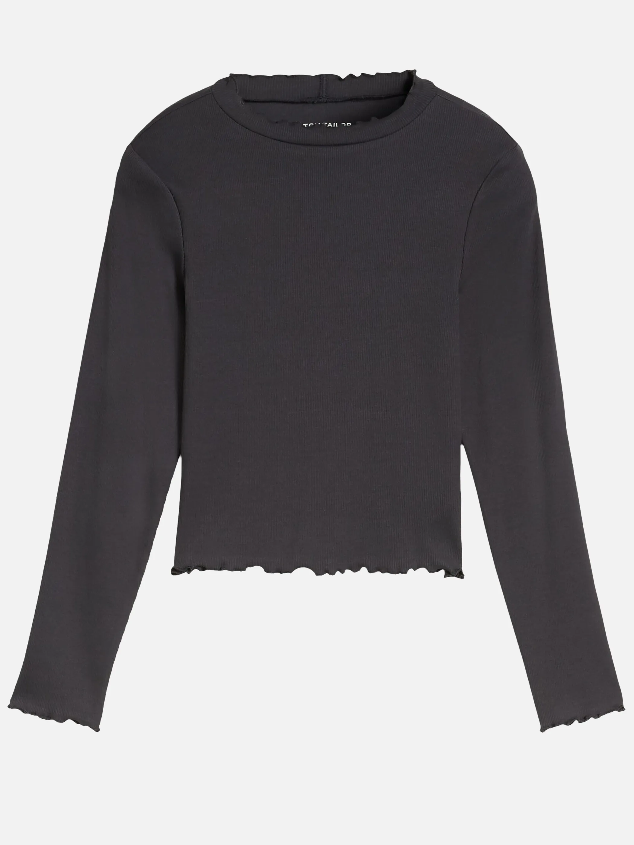 Tom Tailor 1054248 cropped rib longsleeve Grau 934451 29476 1