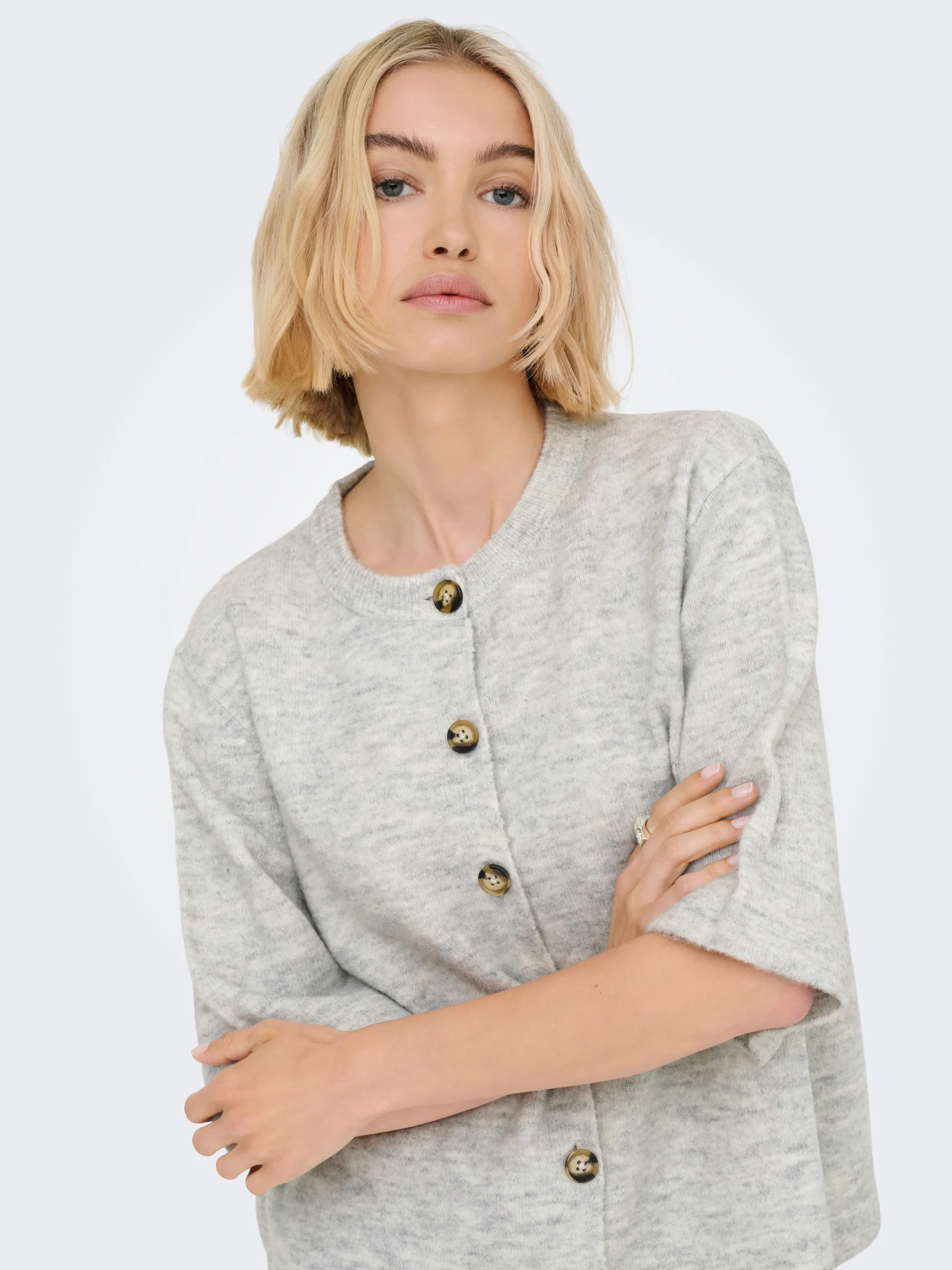 Only 15348772 ONLCAMILLA S/S CARDIG Grau 913028 179073 3
