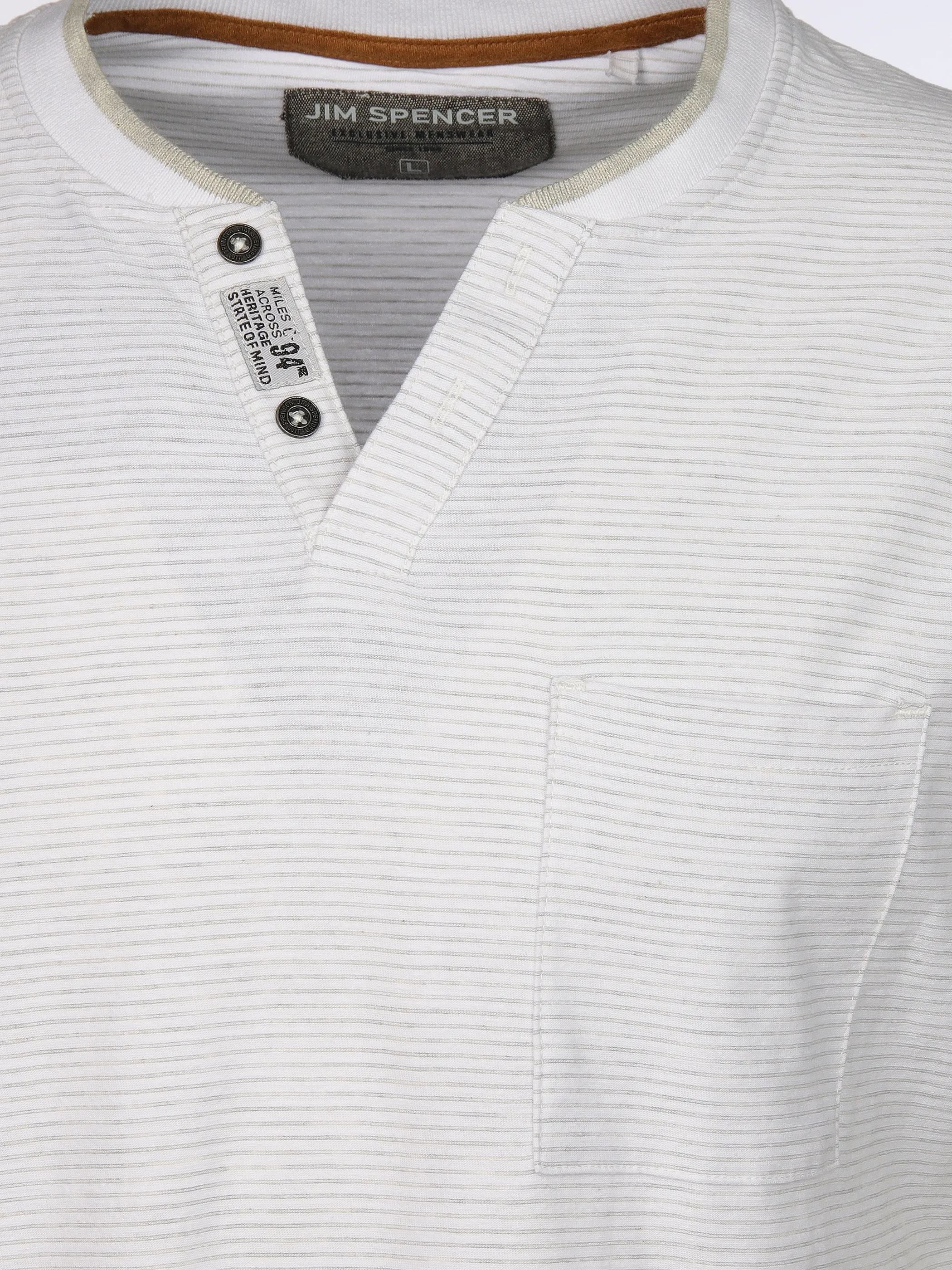 Jim Spencer He. Henleyshirt 1/2 Arm grindle Weiß 910917 OFFWHITE 3