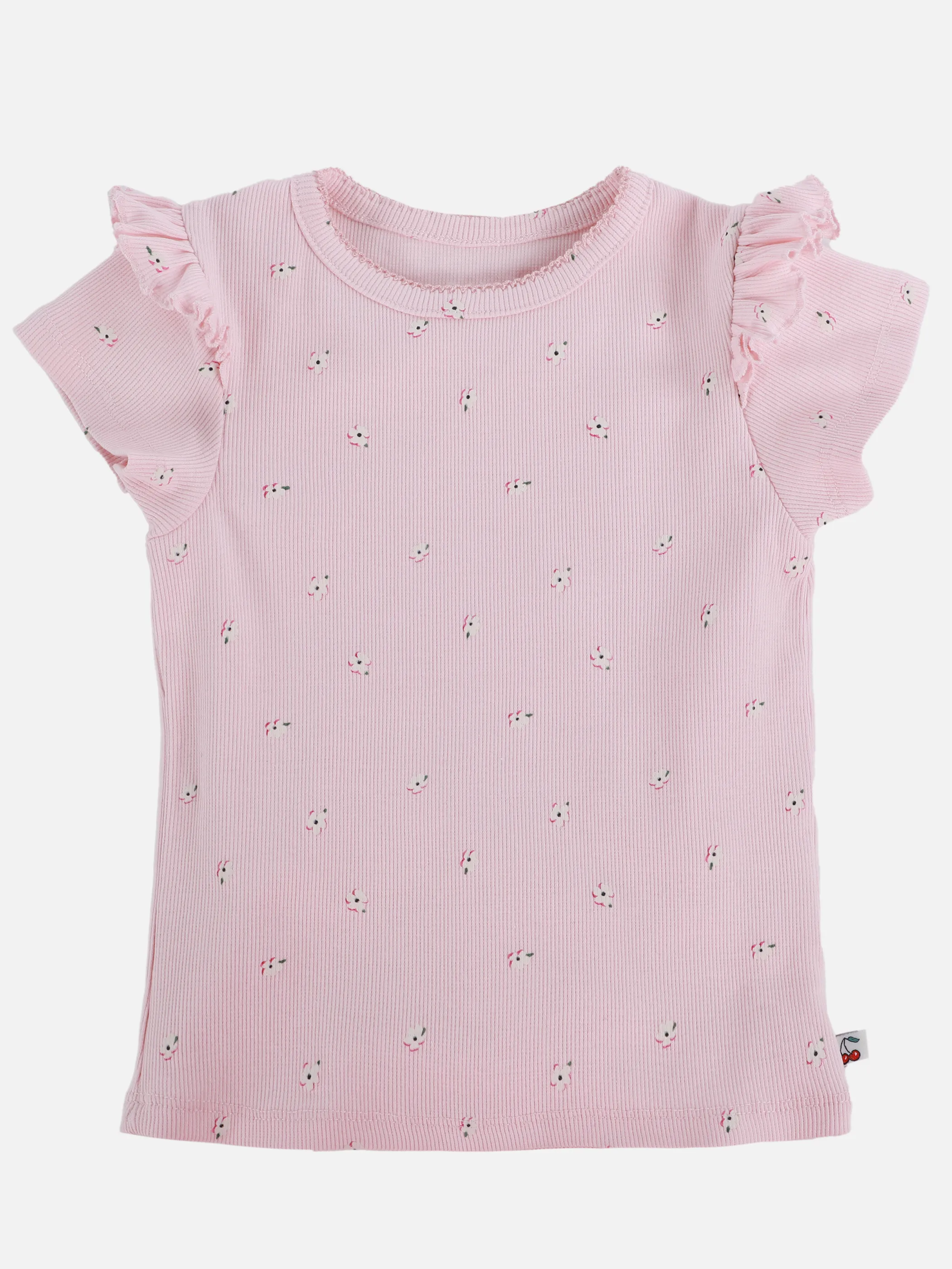 Bubble Gum KM Ripp-Shirt mit kleinen Blumen AOP in rosa Rosa 906733 ROSA 1