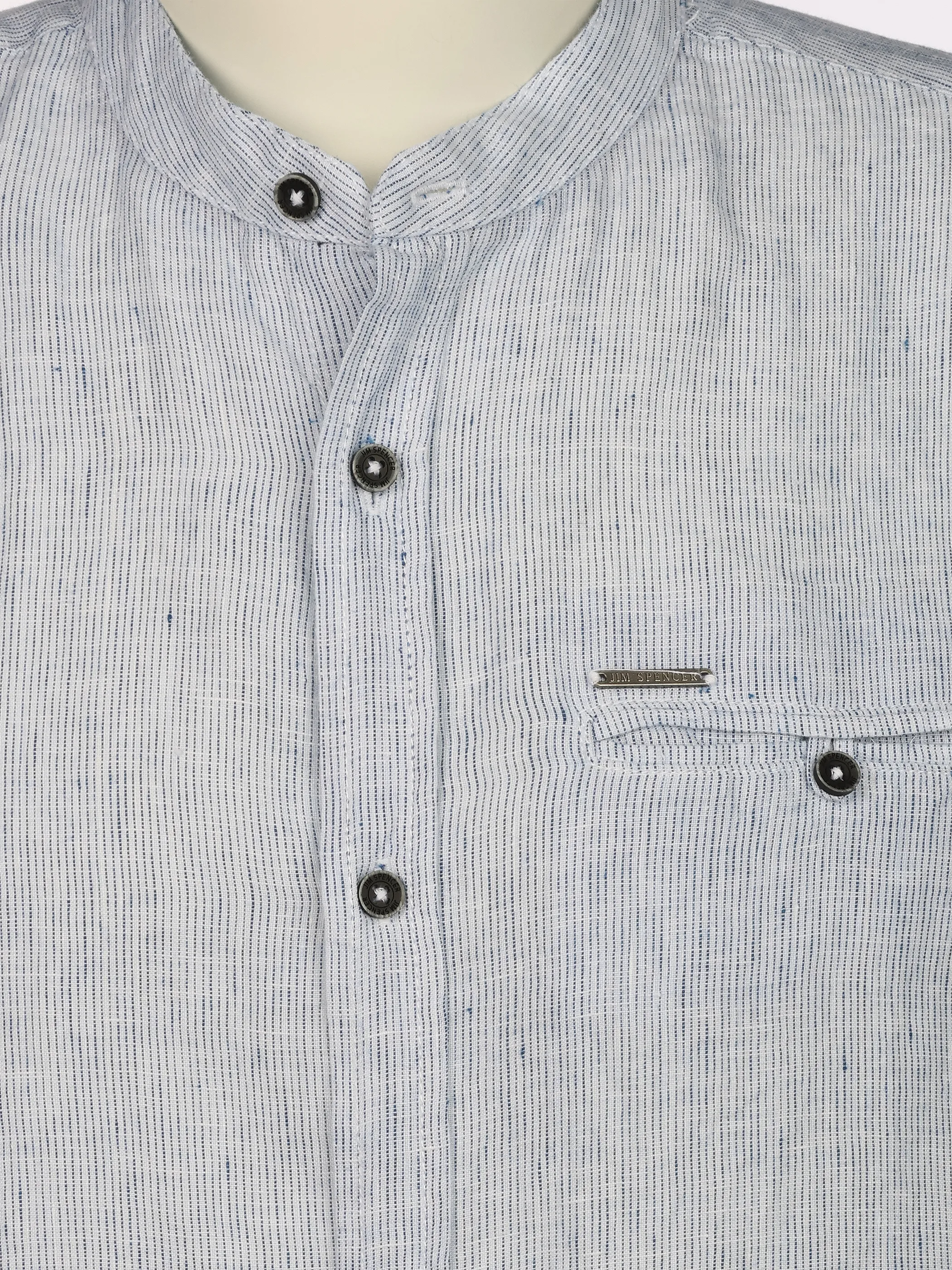 Jim Spencer He. Leinenhemd 1/2 Arm Stehkragen Blau 922239 BLUE STRIP 3