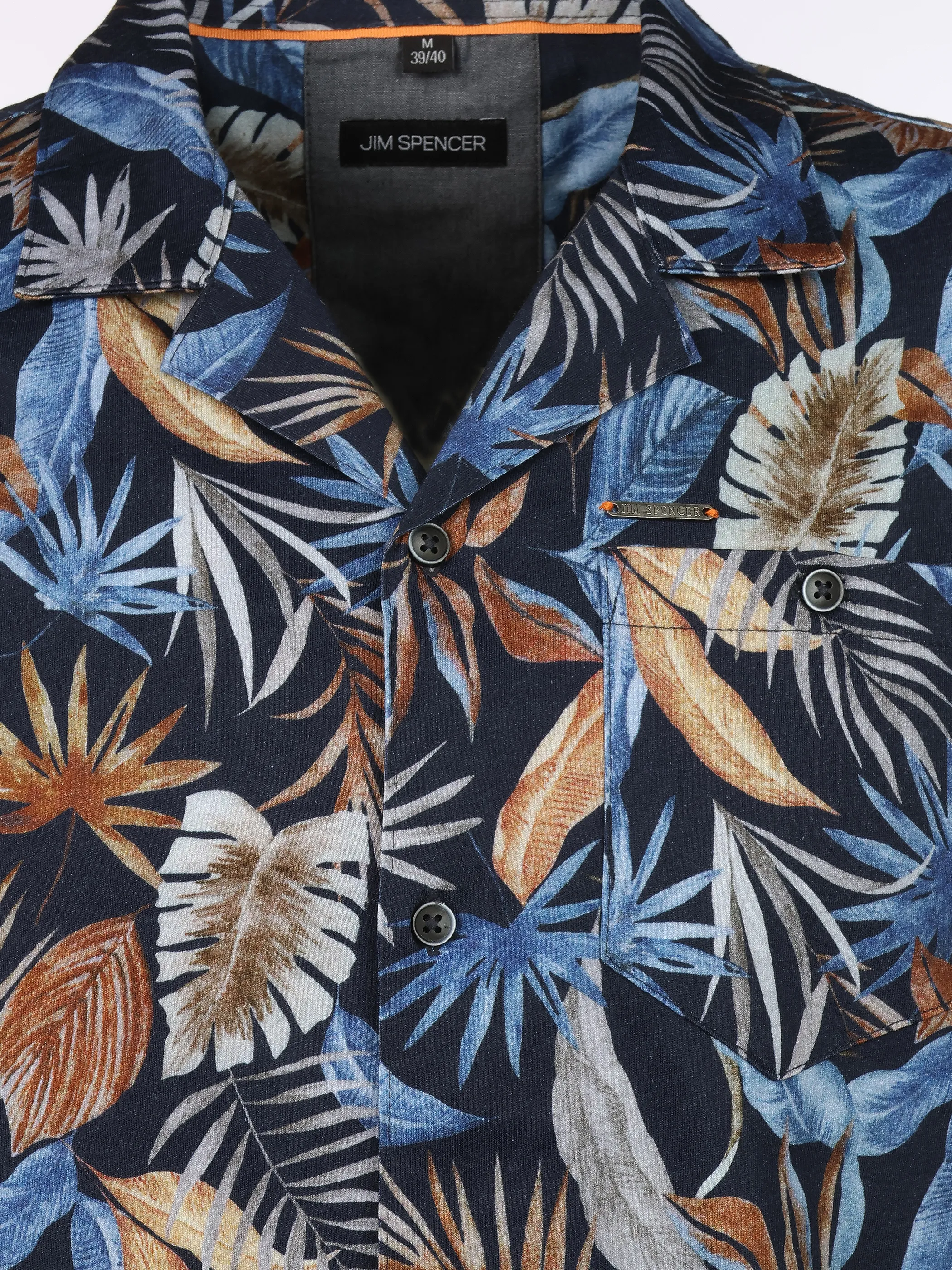 Jim Spencer He. Resorthemd 1/2 Arm Allover Blau 925231 NAVY/BEIGE 3