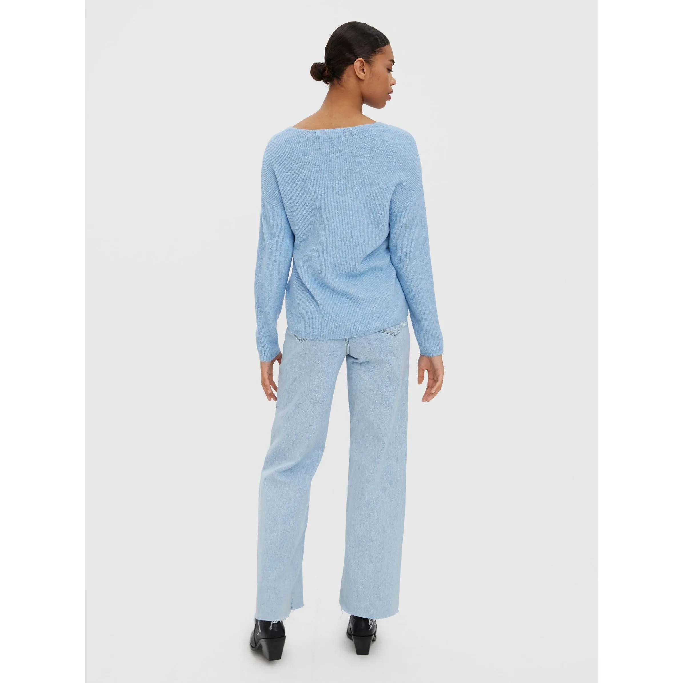 Vero Moda 10233357 VMCREWLEFILE LS V-NEC Blau 842583 218595002 2 Vero Moda 10233357 VMCREWLEFILE LS V-NEC Blau 842583 218595002 2