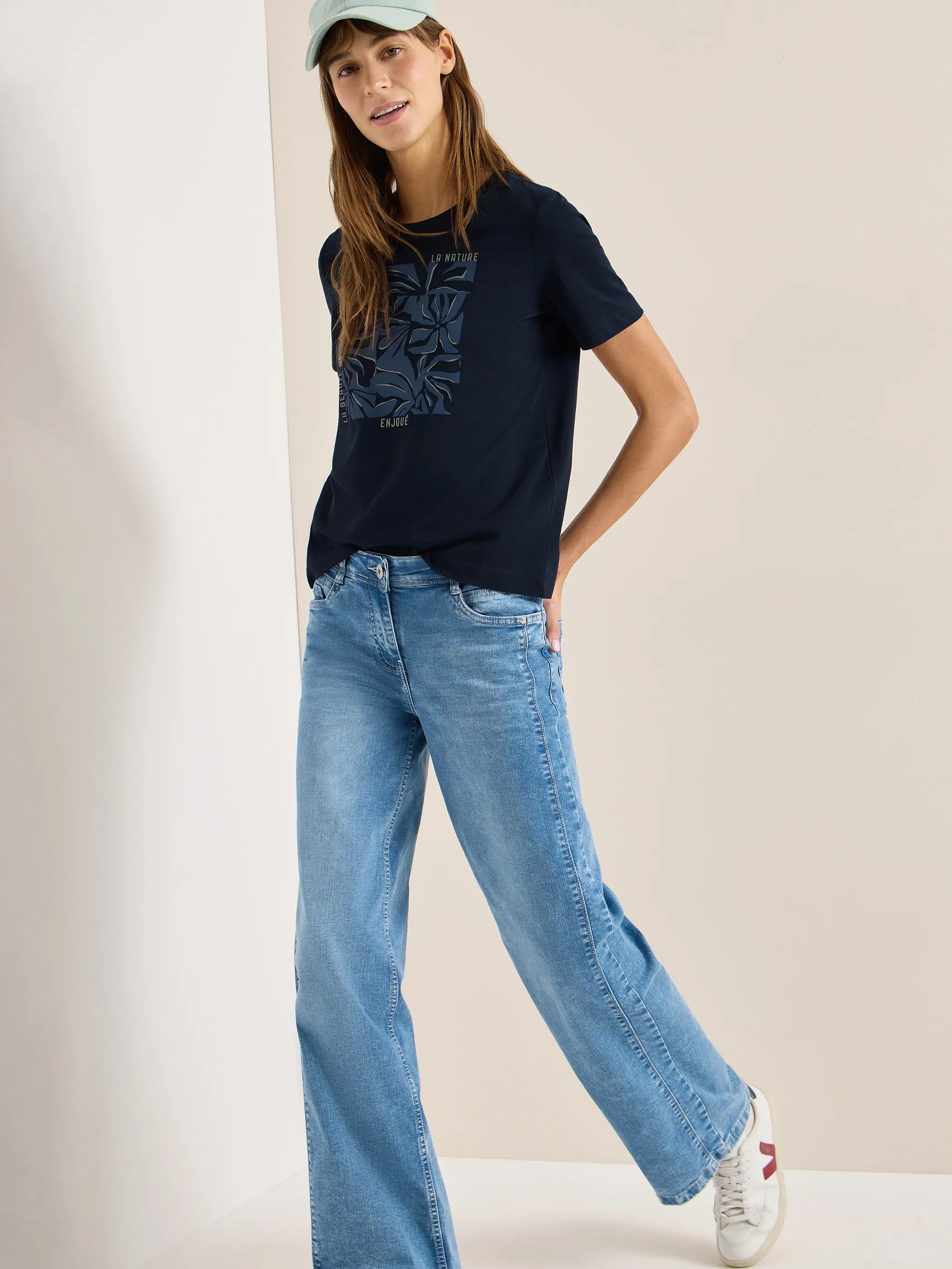 Cecil B324824 TOS Flower FP Shirt Blau 926367 35512 1