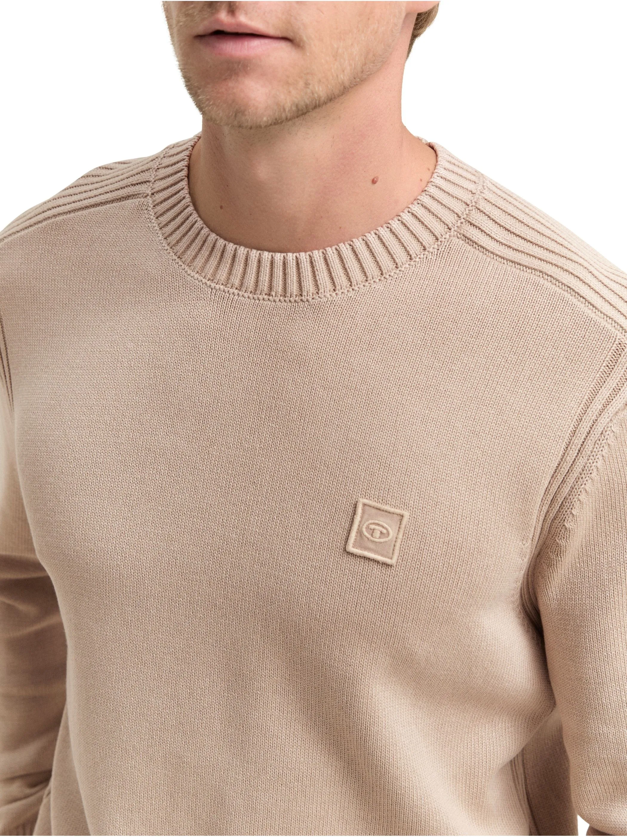 Tom Tailor 1048024 washed crewneck knit Beige 914872 16764