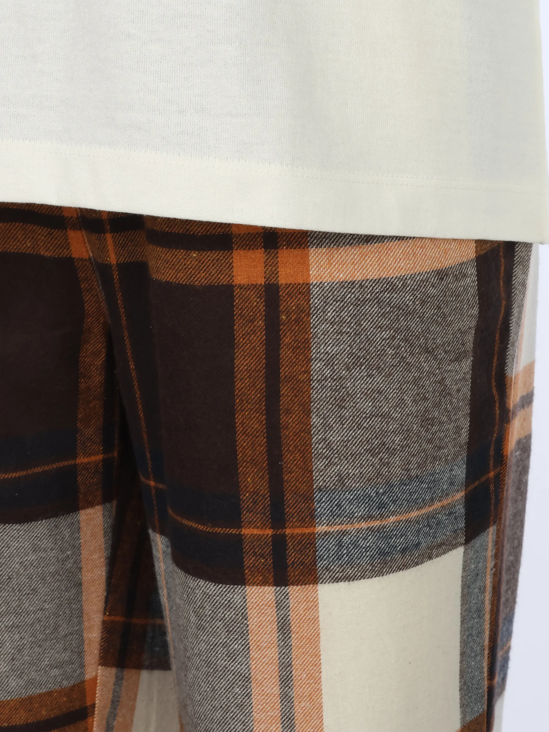 Sure Da. Pyjama Flanell Hose Karo Weiß 929614 ECRU 3
