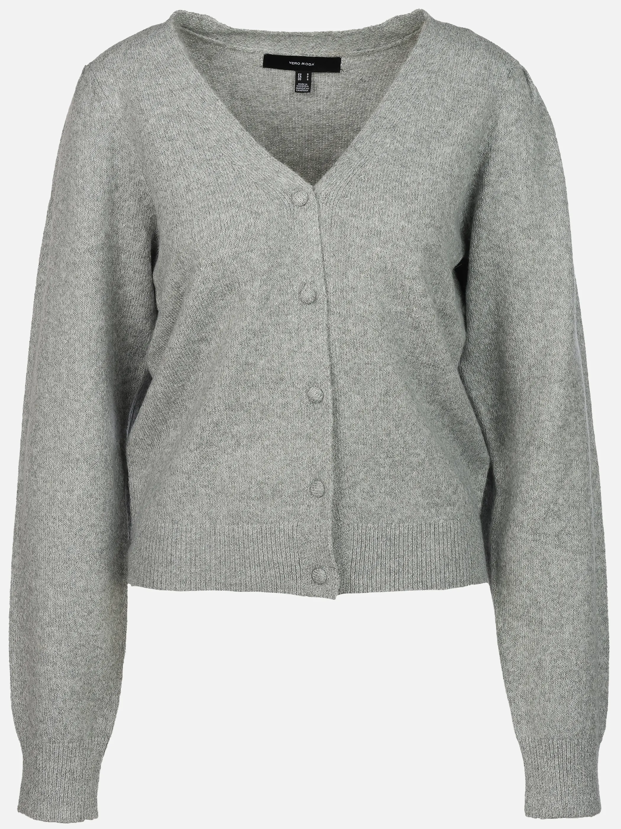 Vero Moda 10349032 VMDOFFY LS V-NECK CAR Grau 929210 178994 1