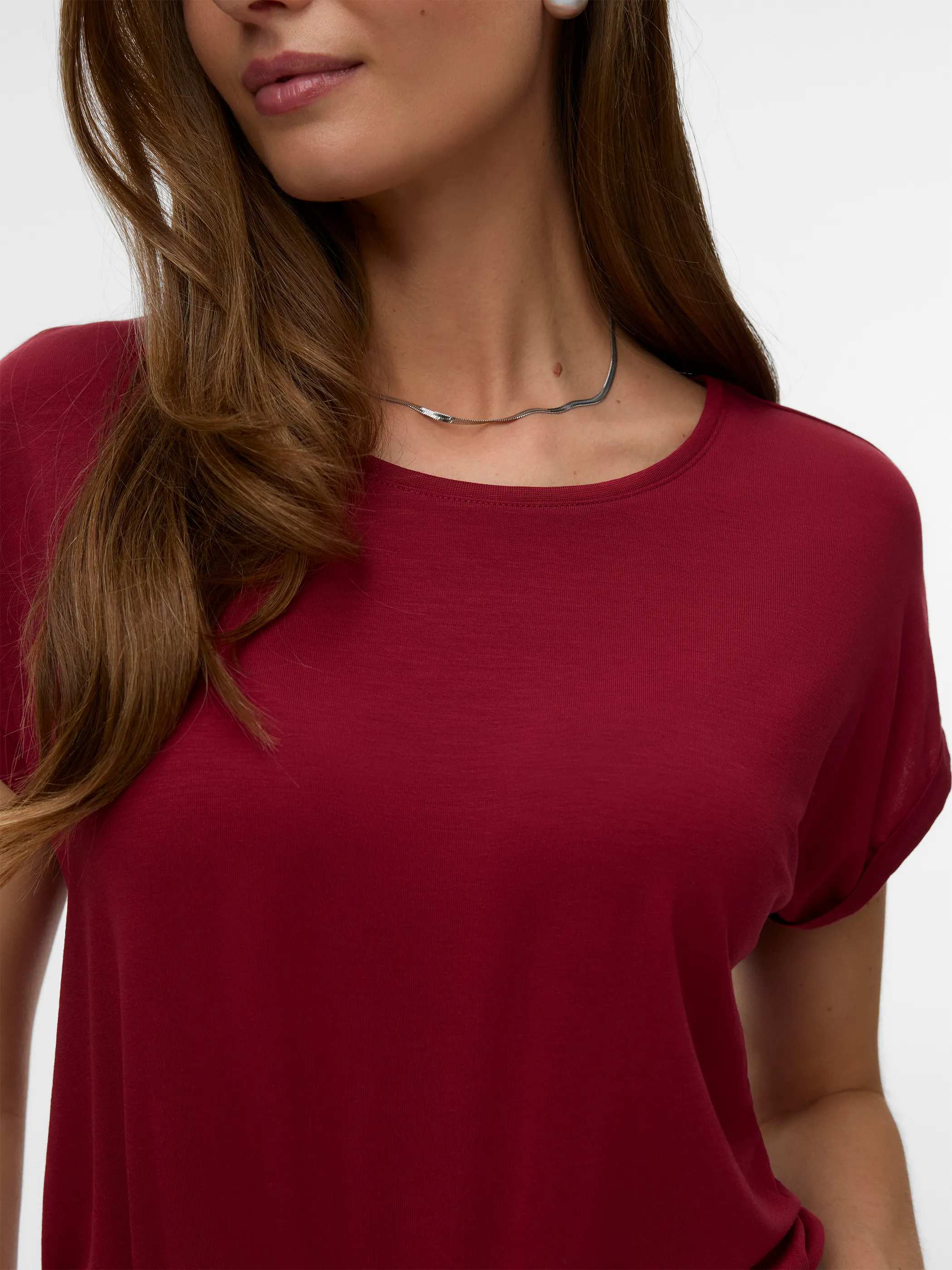 Vero Moda 10284468 VMAVA PLAIN SS TOP GA Rot 873829 230355 3