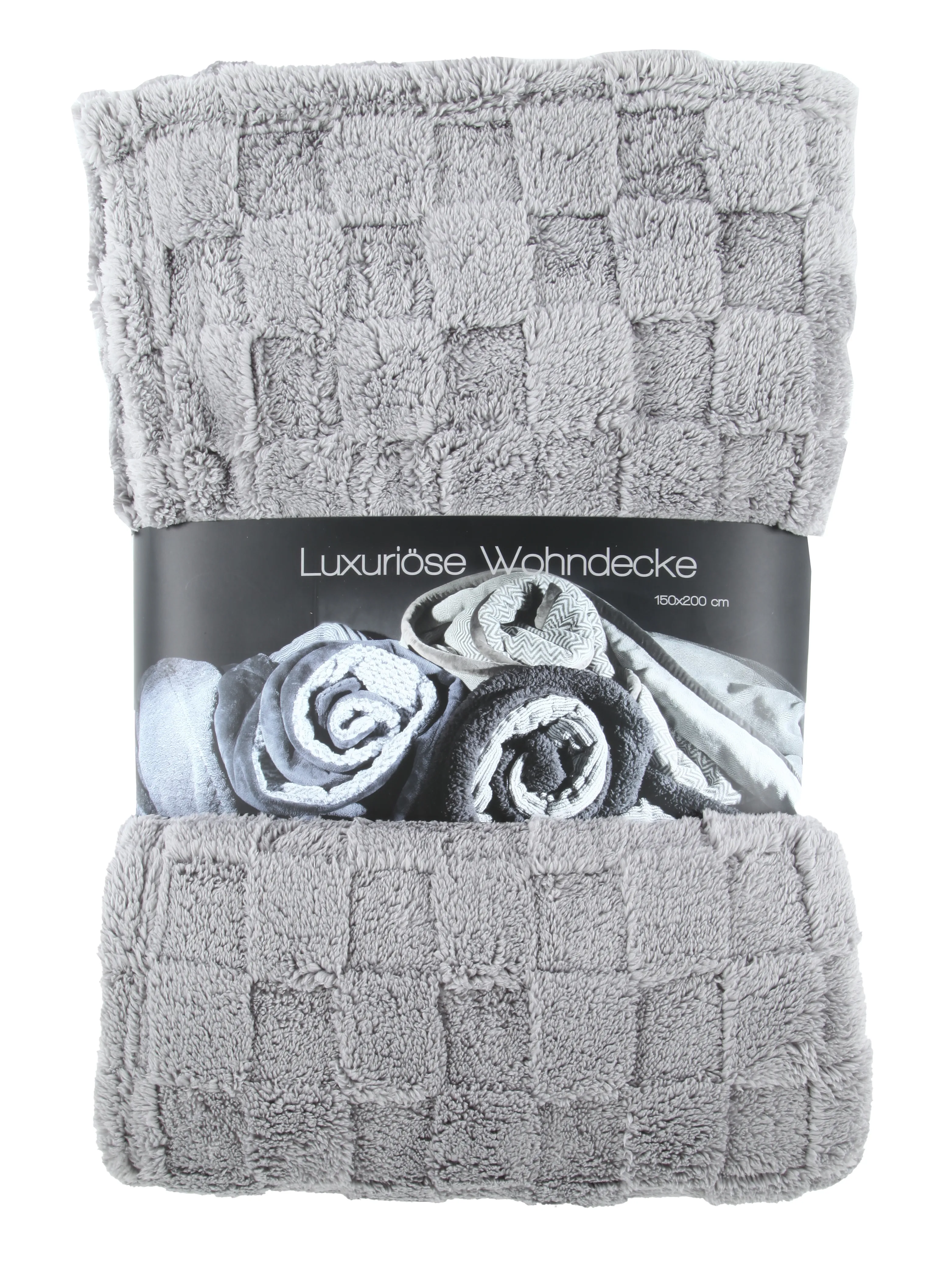 Deluxe Sherpa Decke mit Schachbrett-Optik Silber 895962 HELLGRAU 2
