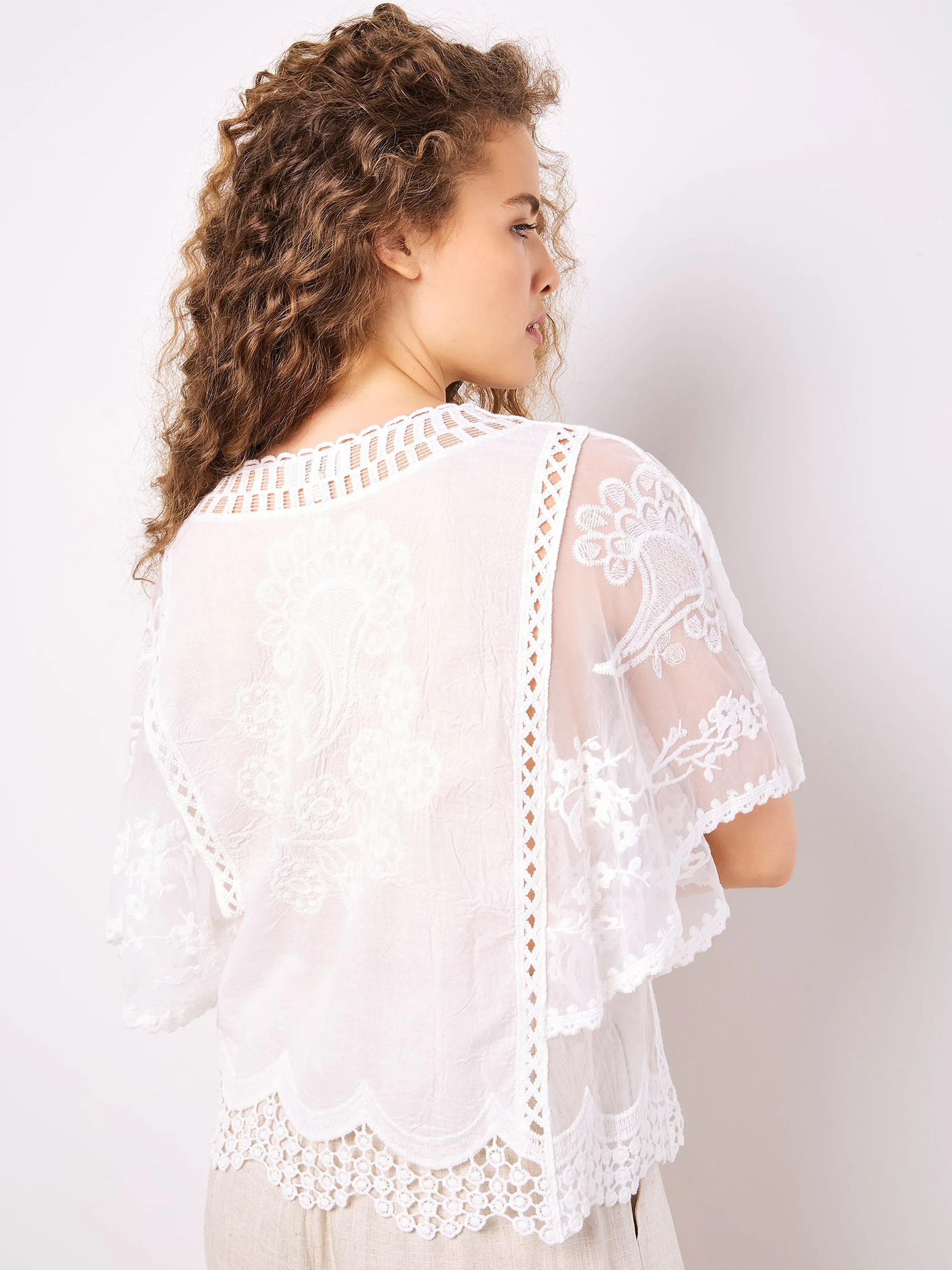 Apricot 952478 Apricot Lace Detail Emb Weiß 934742 WHT 2