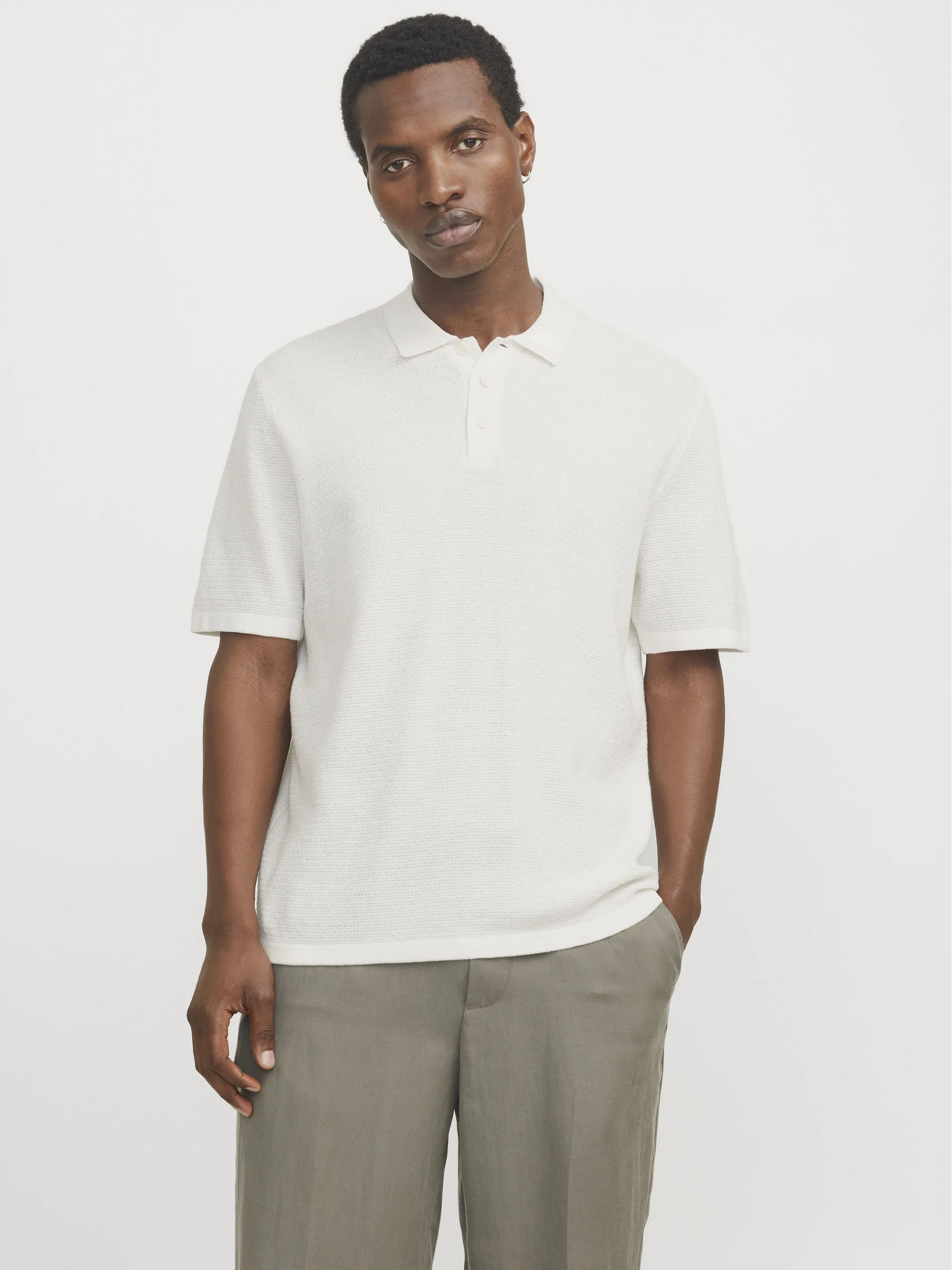 Jack Jones 12268281 JJEGEORGE KNIT POLO S Weiß 903405 177642 2