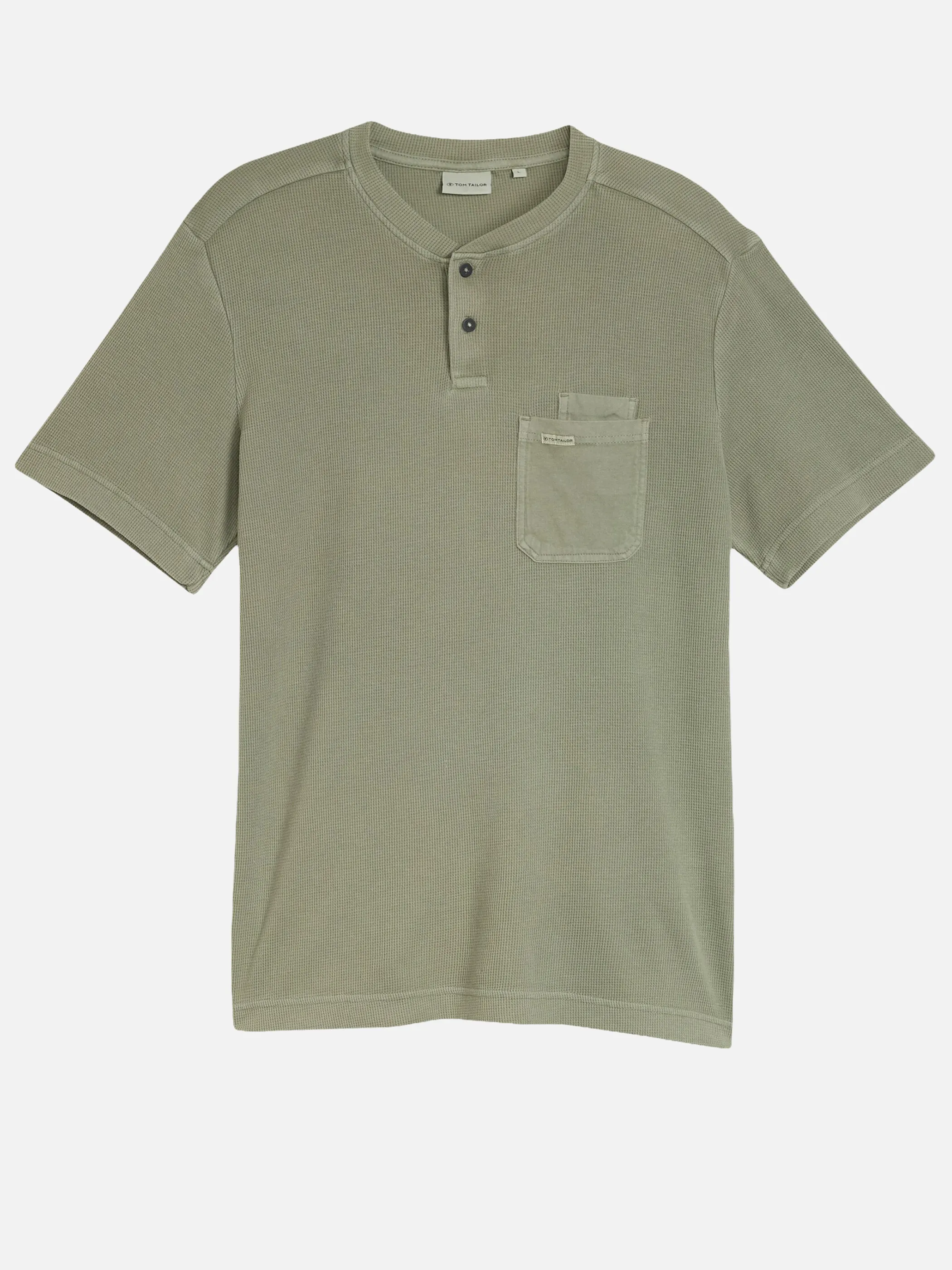 Tom Tailor 1050194 structured garment dye henley Grün 922110 10767 3