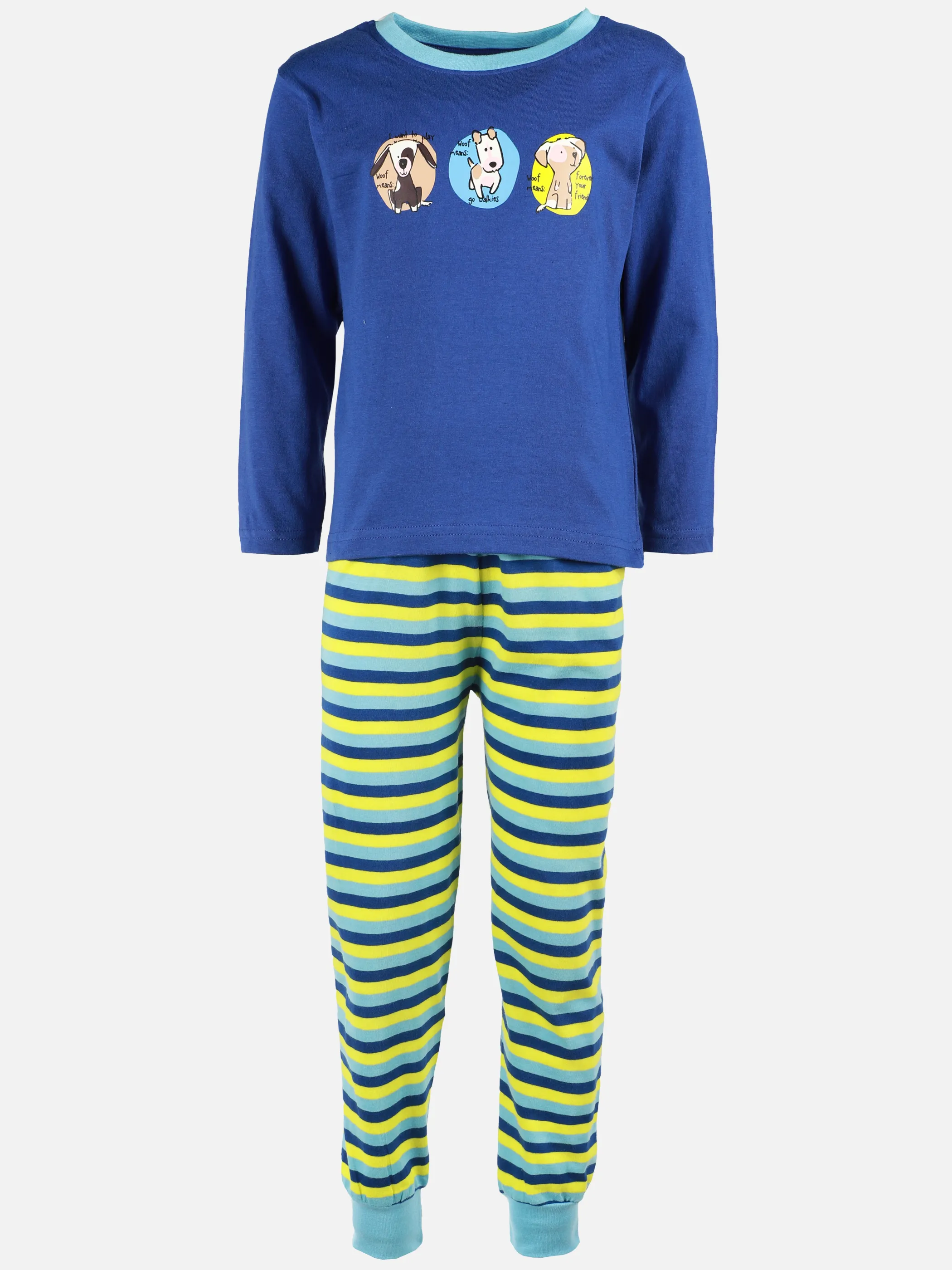 Stop + Go KJ Schlafanzug lang mit Druck Blau 908543 BLAU 1 Stop + Go KJ Schlafanzug lang mit Druck Blau 908543 BLAU 1