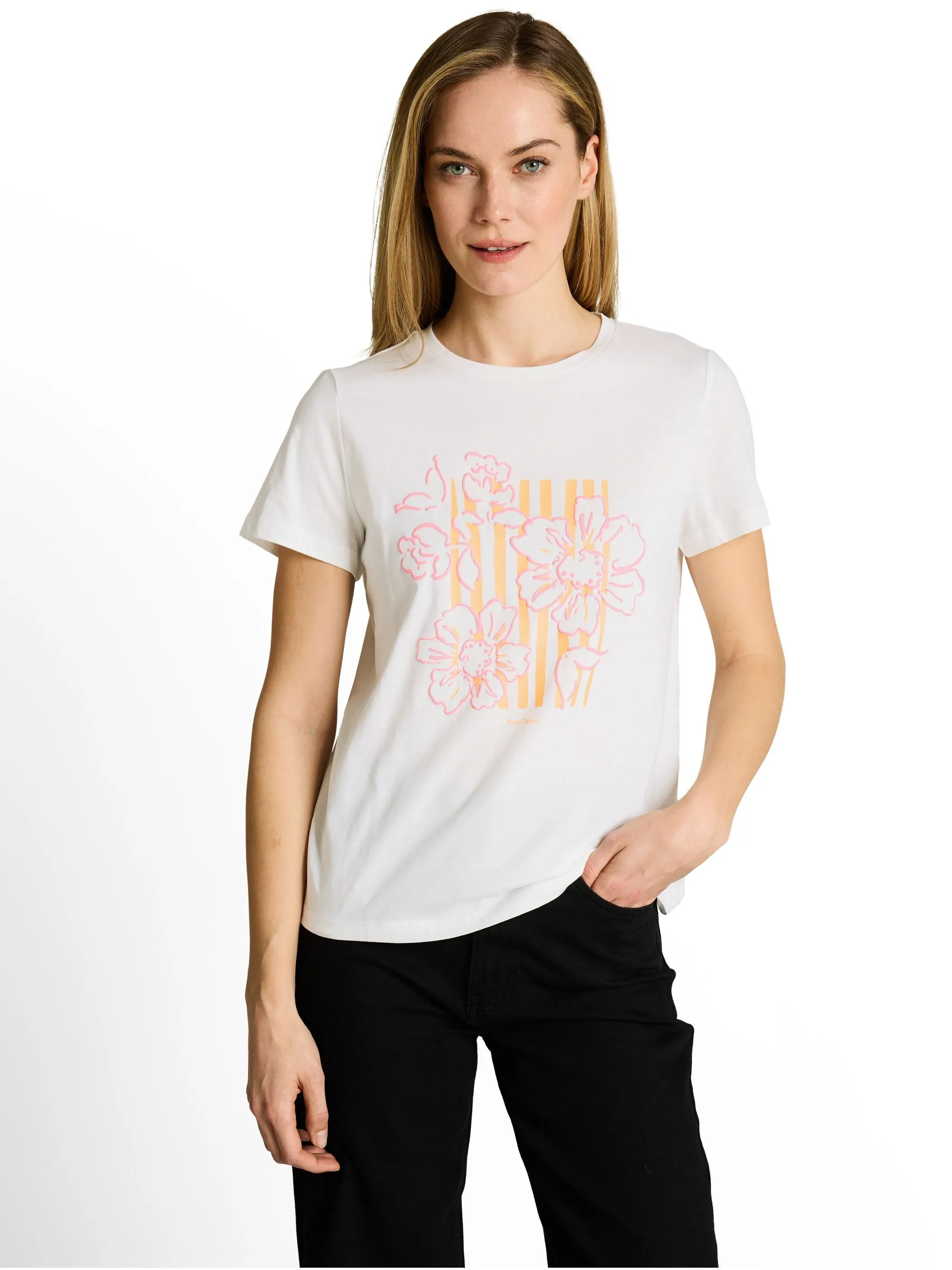 Tom Tailor 1051217 T-Shirt basic with print Weiß 926010 10315 1