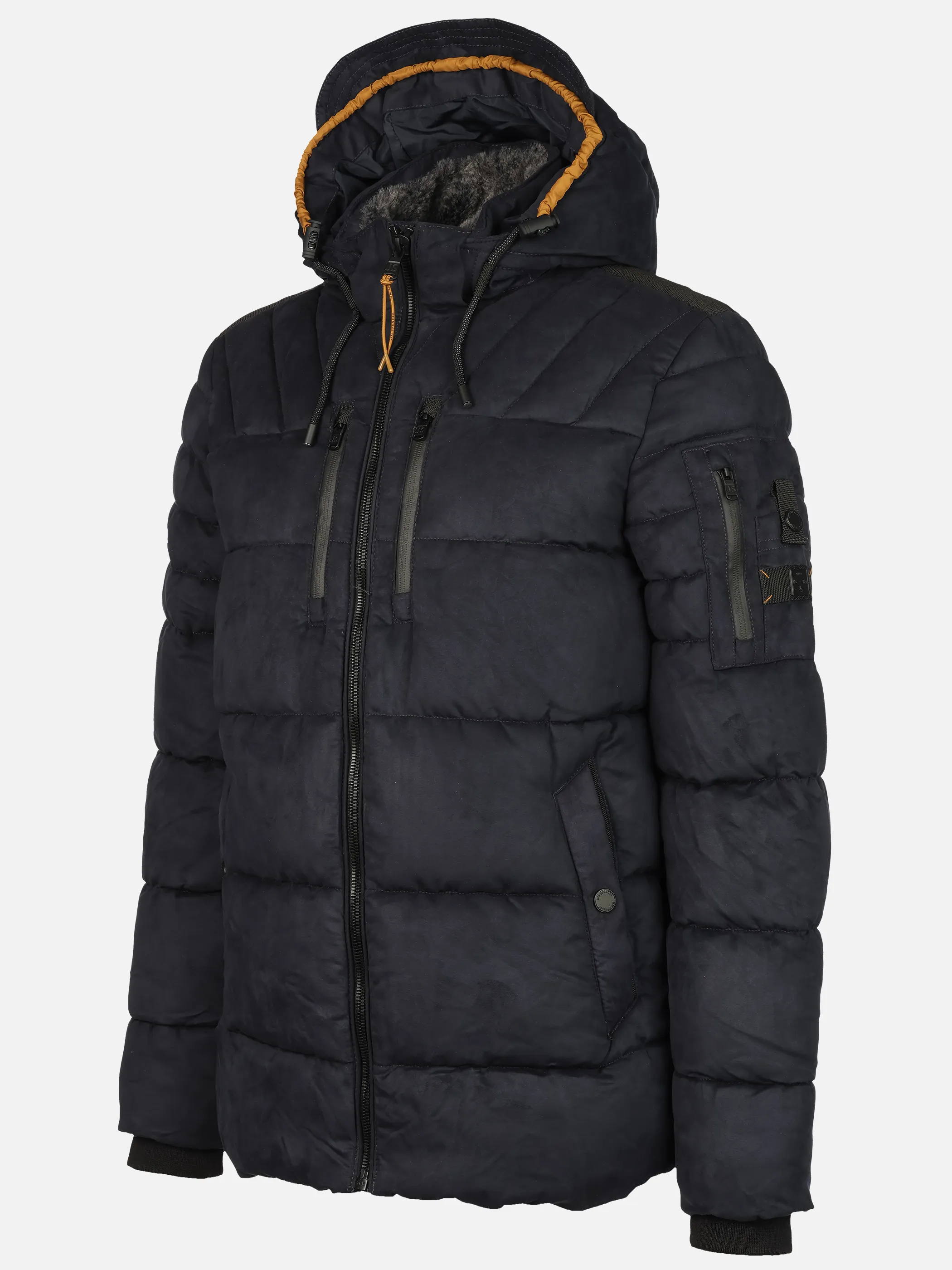 Jim Spencer He. Kapuzensteppjacke Velour Blau 915864 0800 3