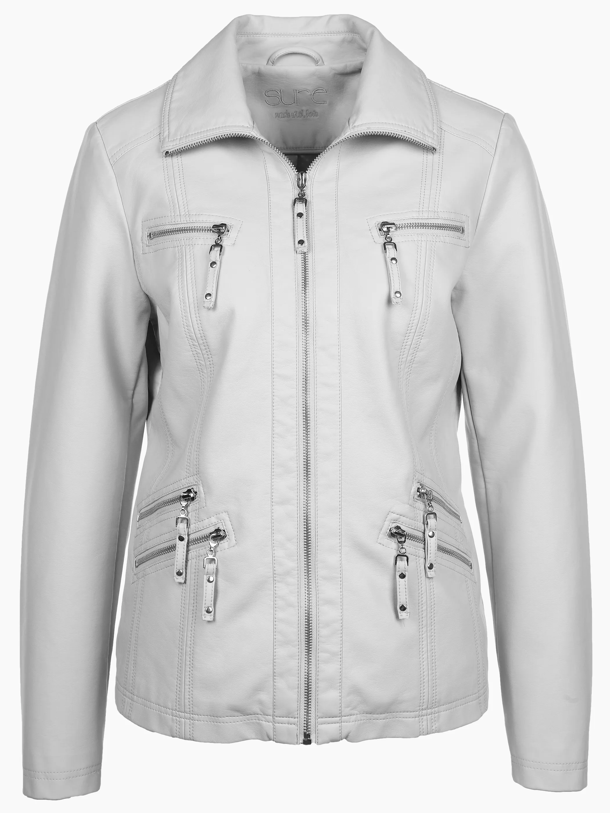 Sure Da-Bikerjacke in Lederimmitat Weiß 872226 OFFWHITE 1 Sure Da-Bikerjacke in Lederimmitat Weiß 872226 OFFWHITE 1