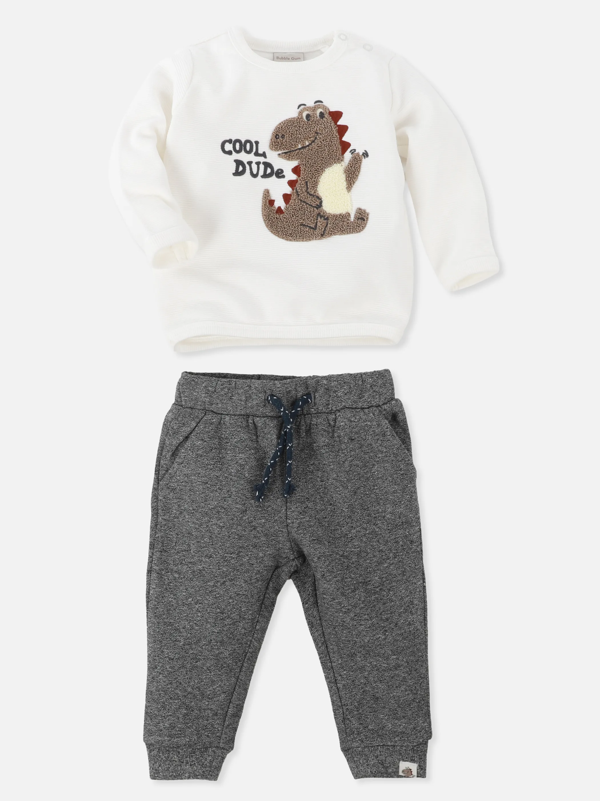Bubble Gum BJ 2pcs Set Sweatshirt mit Dino Print und Joggpant Weiß 929707 SNOW WHITE 4