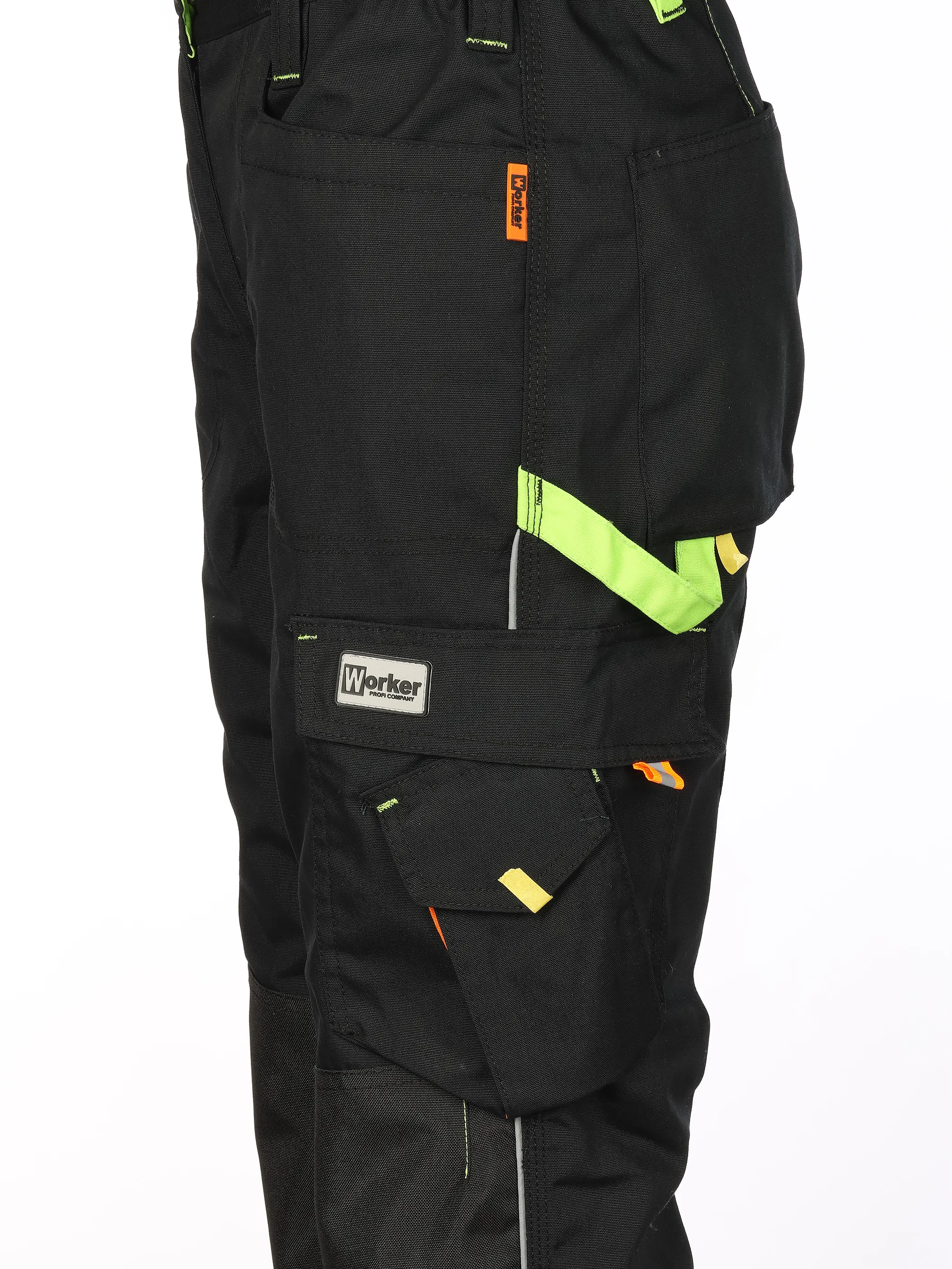 Worker Da. Rundbund Arbeitshose Schwarz 925965 BLACK/LIME 4