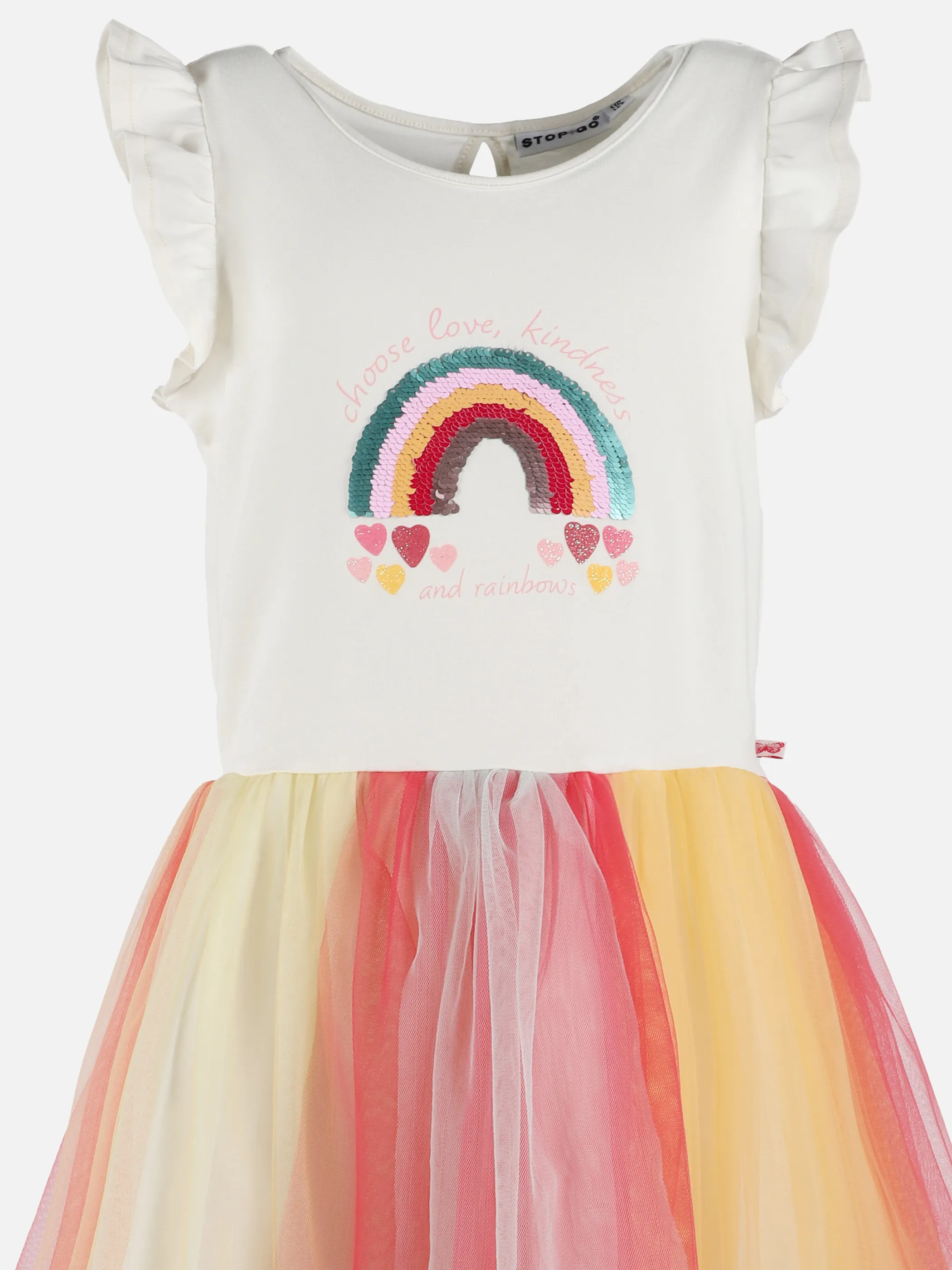 Stop + Go KM Tüllkleid mit Regenbogendruck in weiß/bunt Weiß 891606 WEIß GEM 2