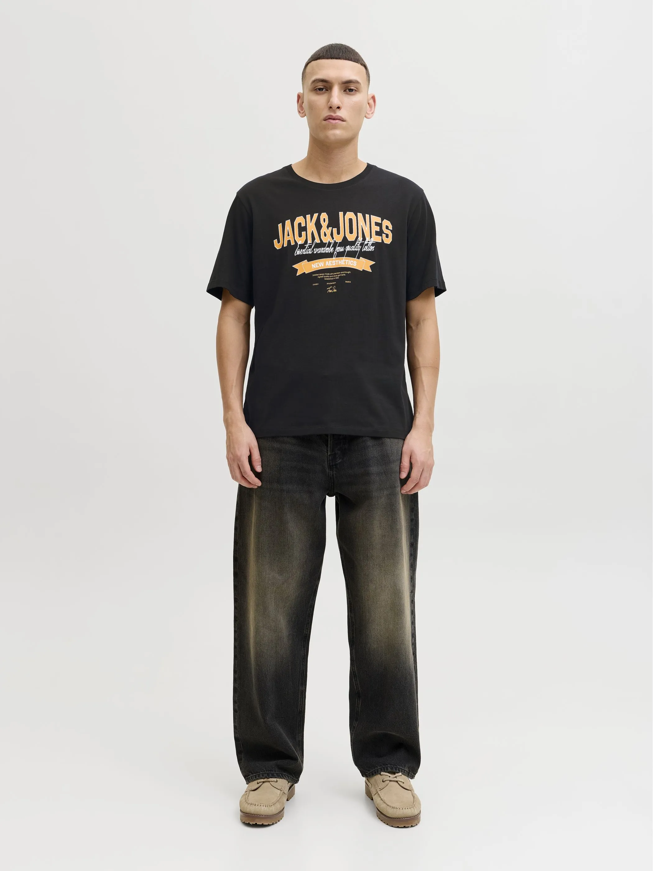 Jack Jones 12288016 JJELOGO TEE SS O-NECK Schwarz 922267 178012 4