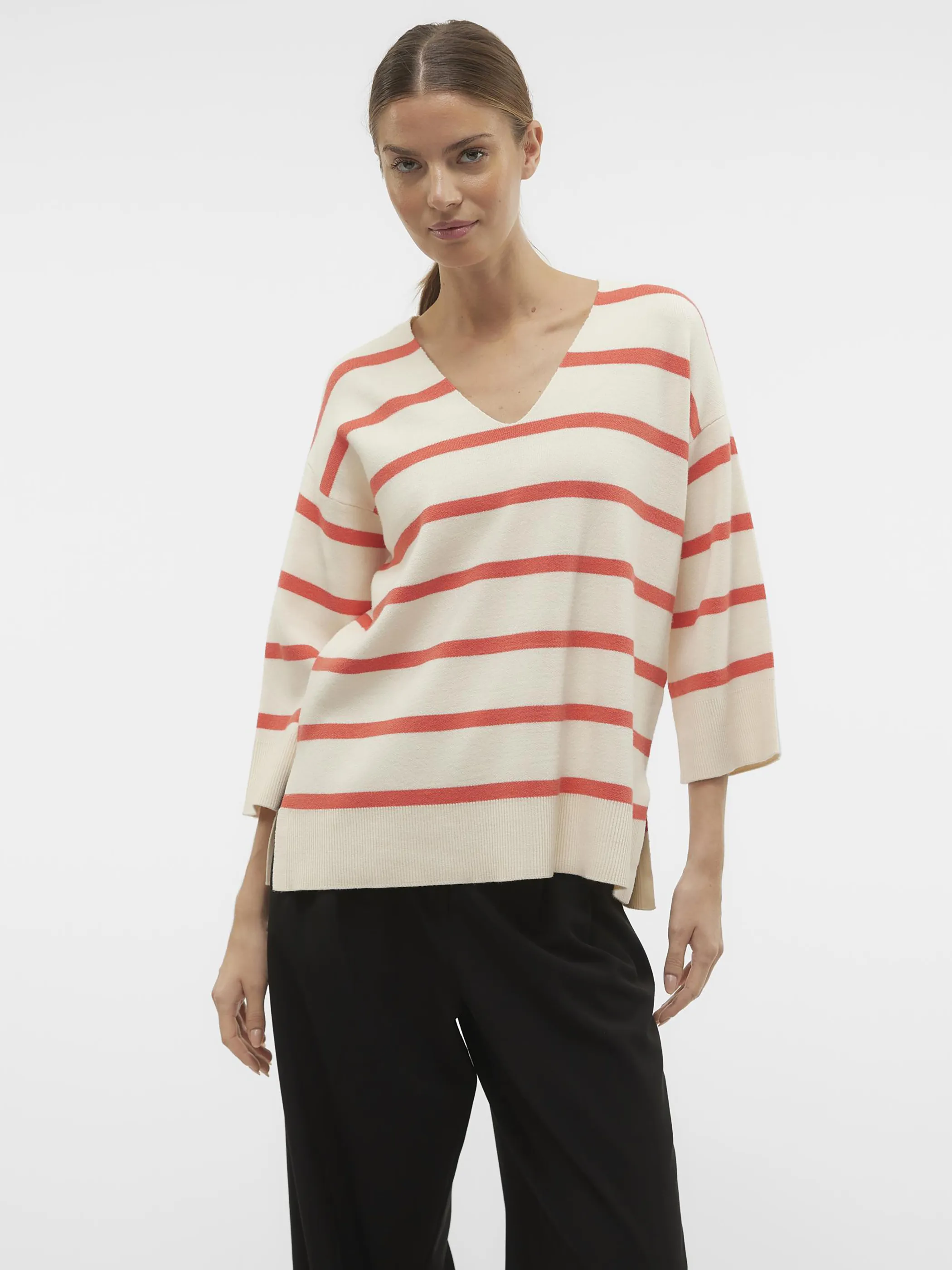 Vero Moda 10300314 VMSABA 3/4 V-NCK STRI Weiß 888446 222913004 3 Vero Moda 10300314 VMSABA 3/4 V-NCK STRI Weiß 888446 222913004 3