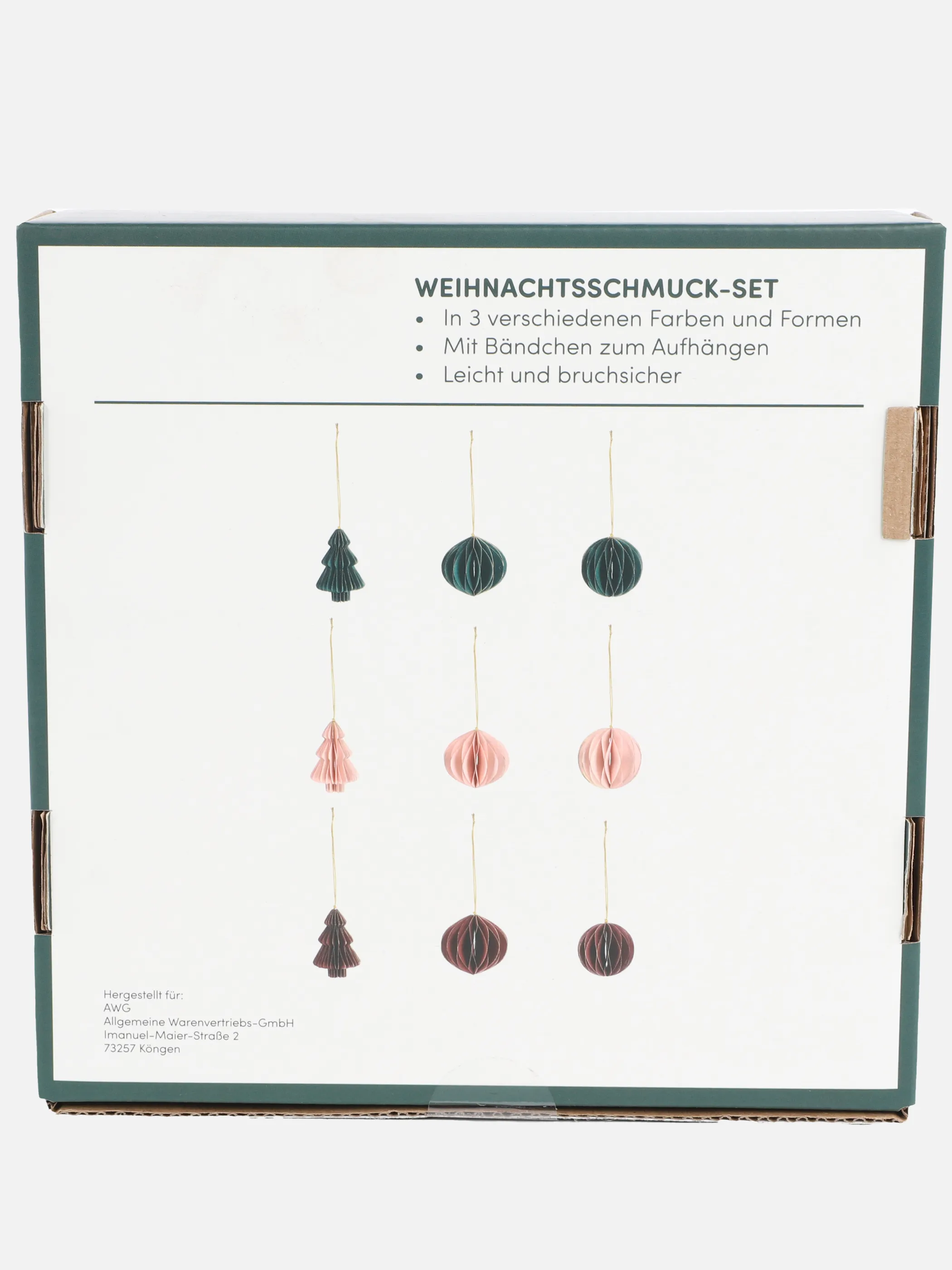Weihnachten Papieranhänger Box 9 Stück Kug Bunt 898561 BUNT 2