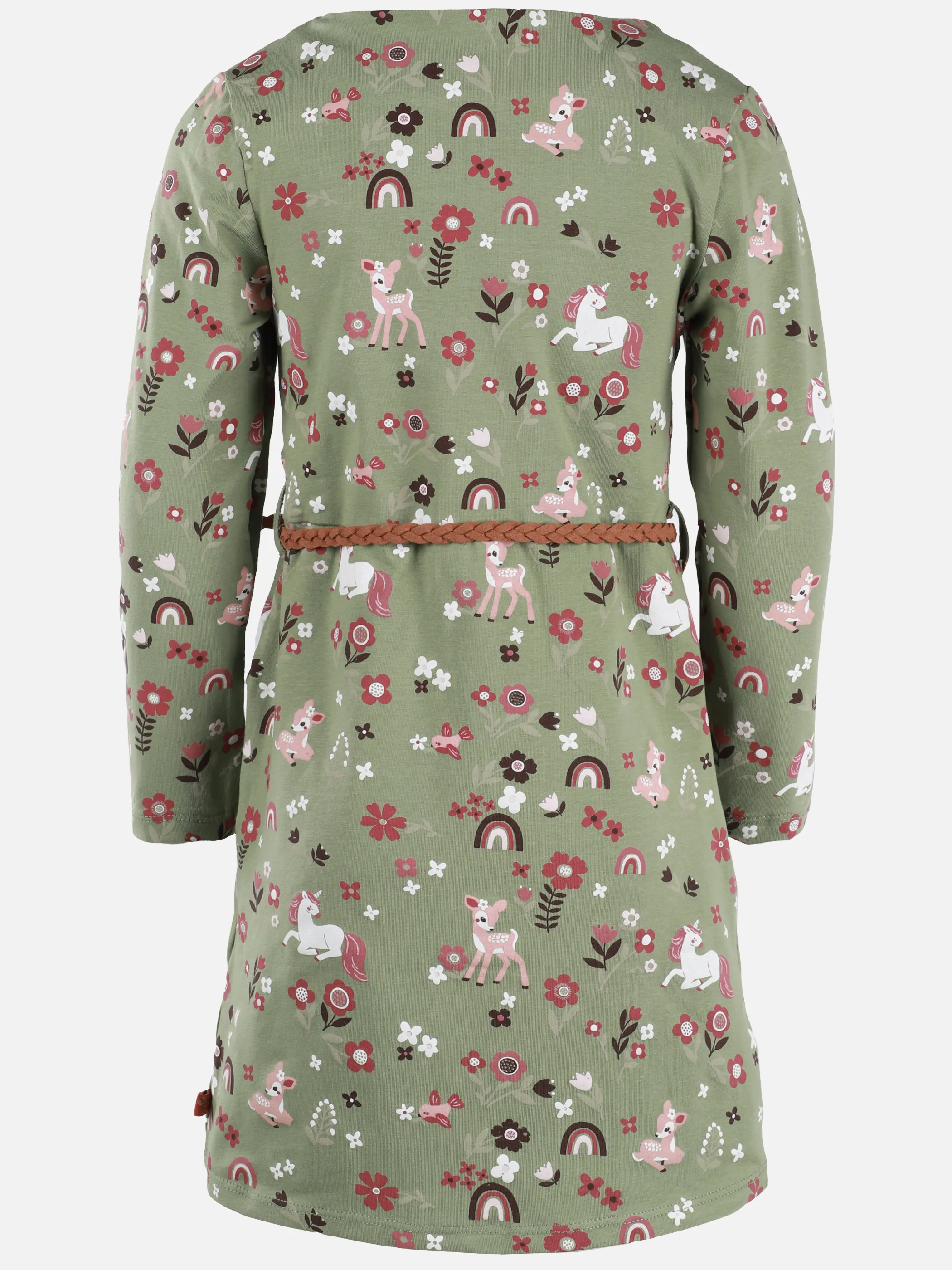 One Way KM Kleid mit Reh/Einhorn/Blumen AOP in grün Grün 913504 GRÜN 2