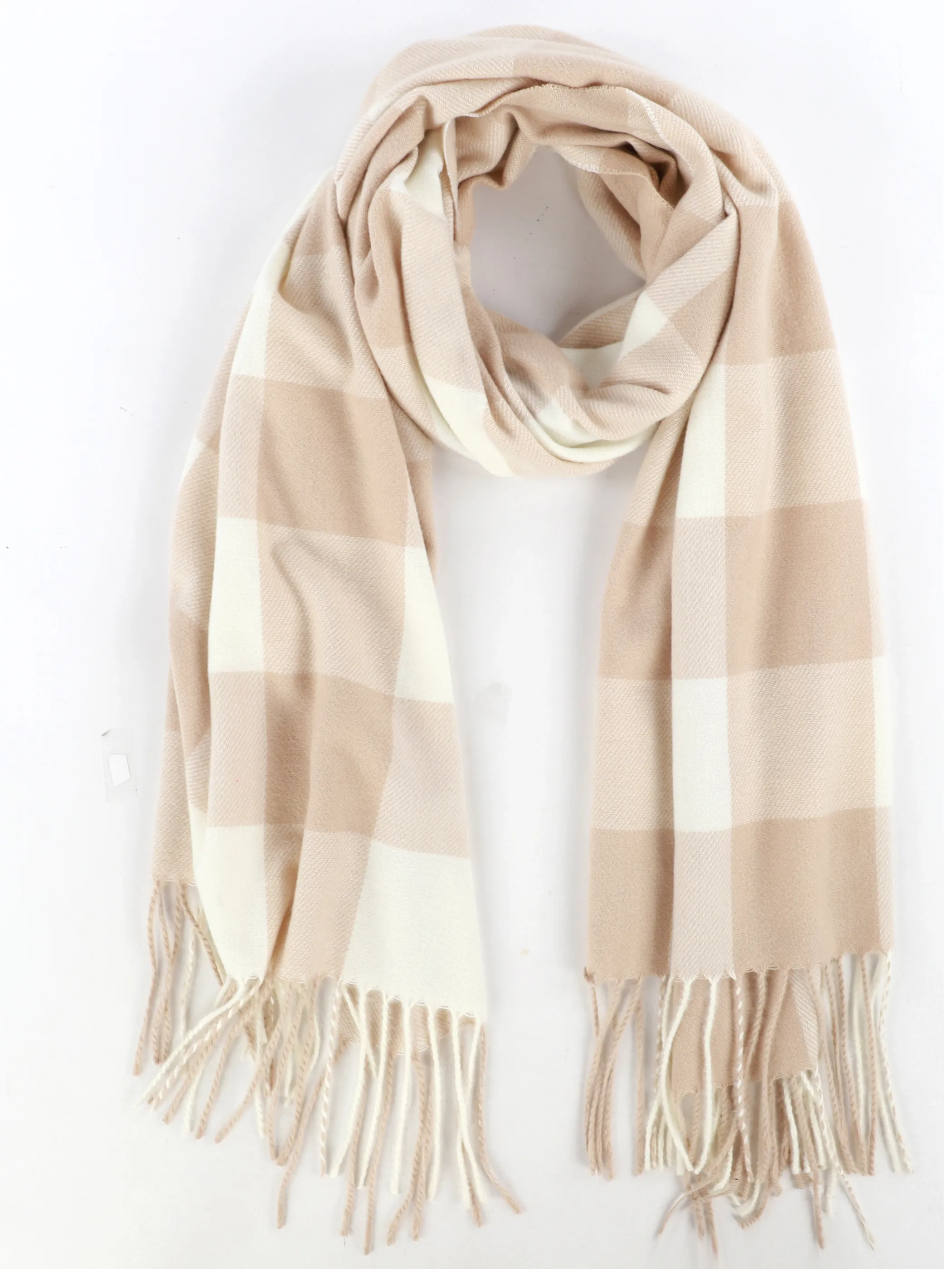 Sure Da-Karoschal mit Fransen Beige 916676 BEIGE 1