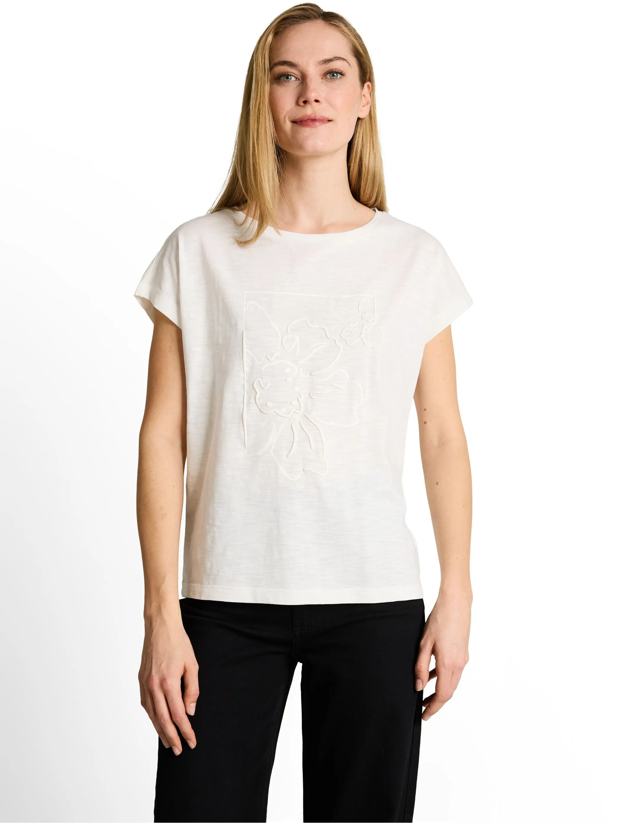 Tom Tailor 1052158 T-shirt overcut with front art Weiß 926009 10315 1