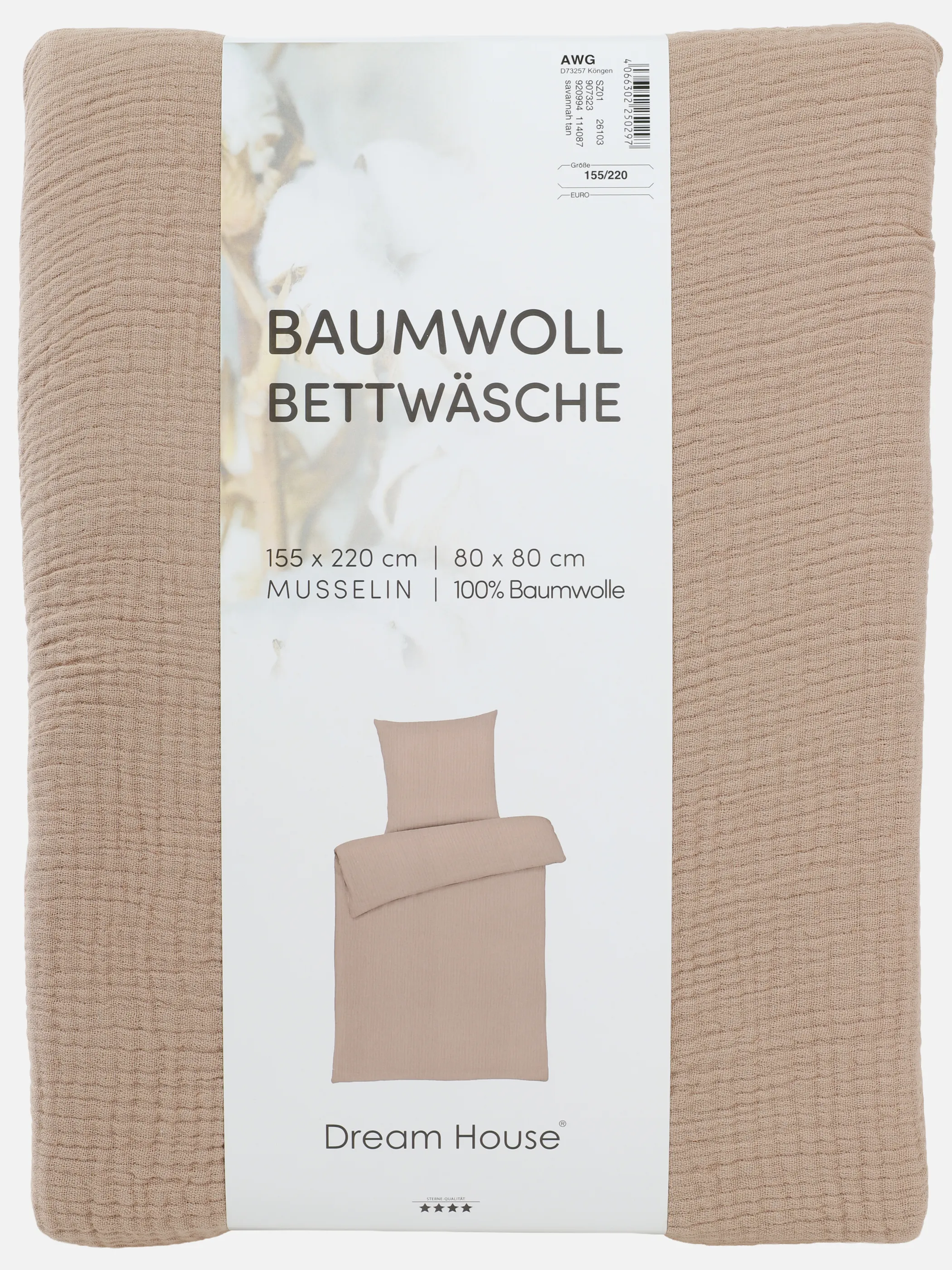 Dream House Musselin Bettwäsche 155x220 Weiß 920994 TAN 2