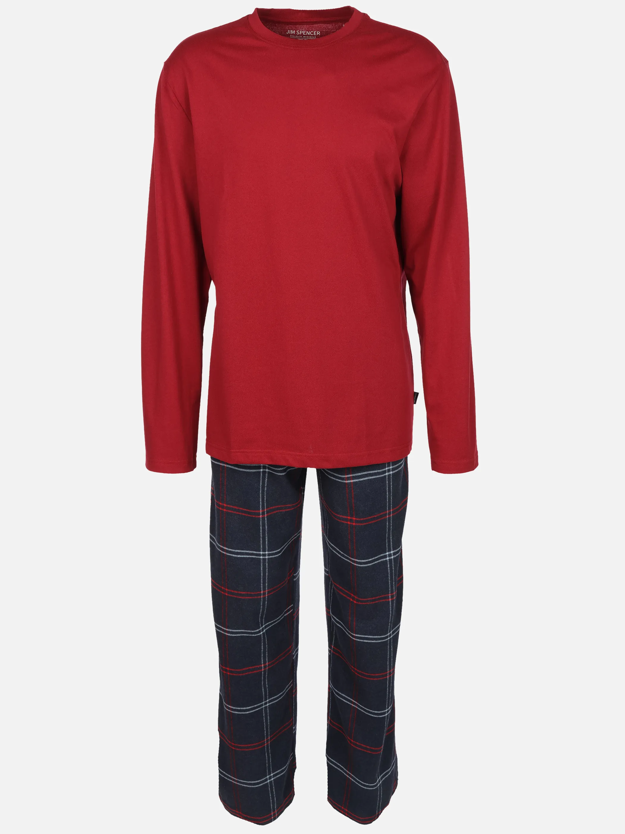 Jim Spencer He. Pyjama mit Flanell Hose Ka Rot 929571 ROT 1