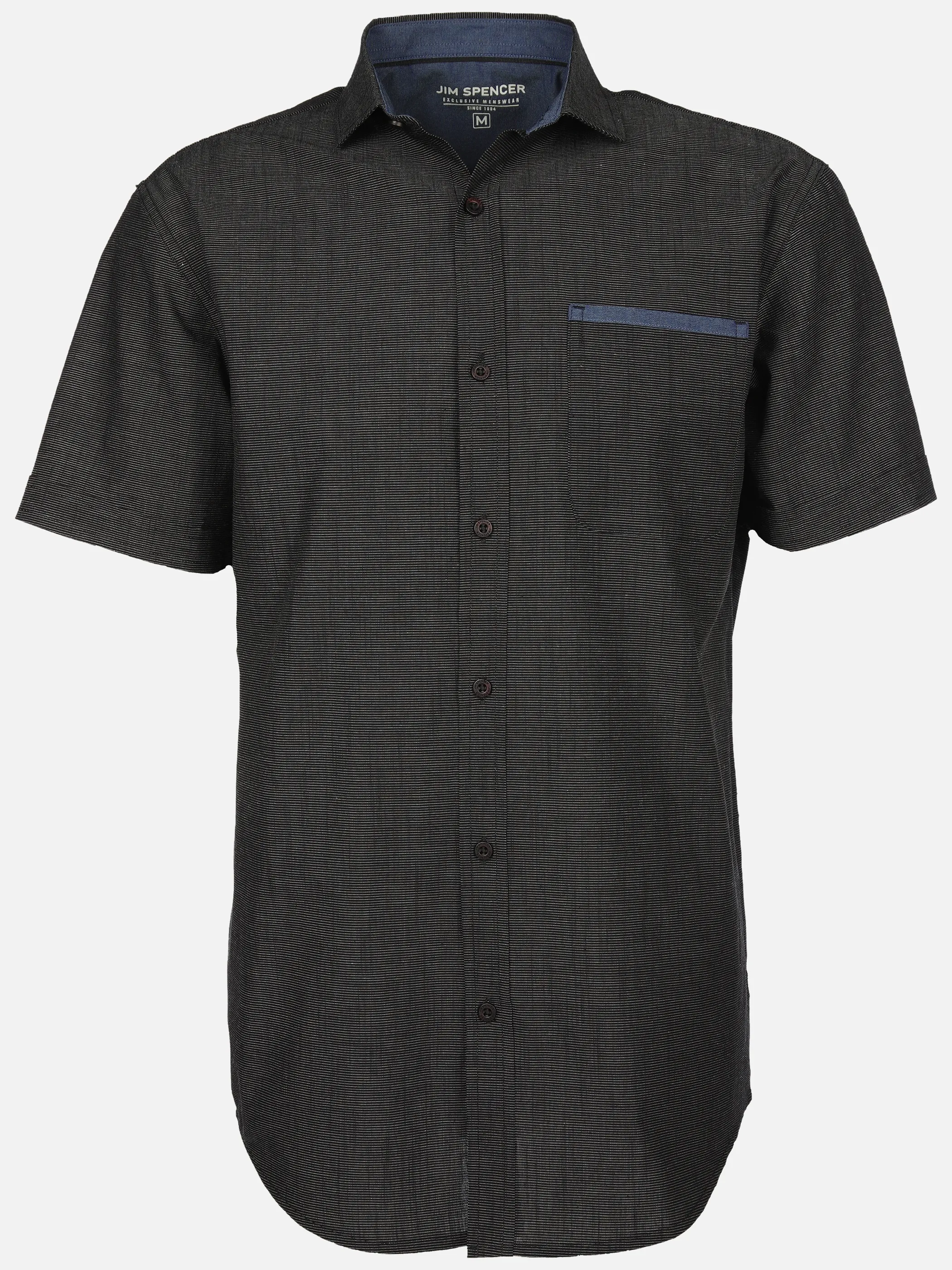 Jim Spencer He. Freizeithemd 1/2 Arm slub Schwarz 908751 SW/DG 1 Jim Spencer He. Freizeithemd 1/2 Arm slub Schwarz 908751 SW/DG 1