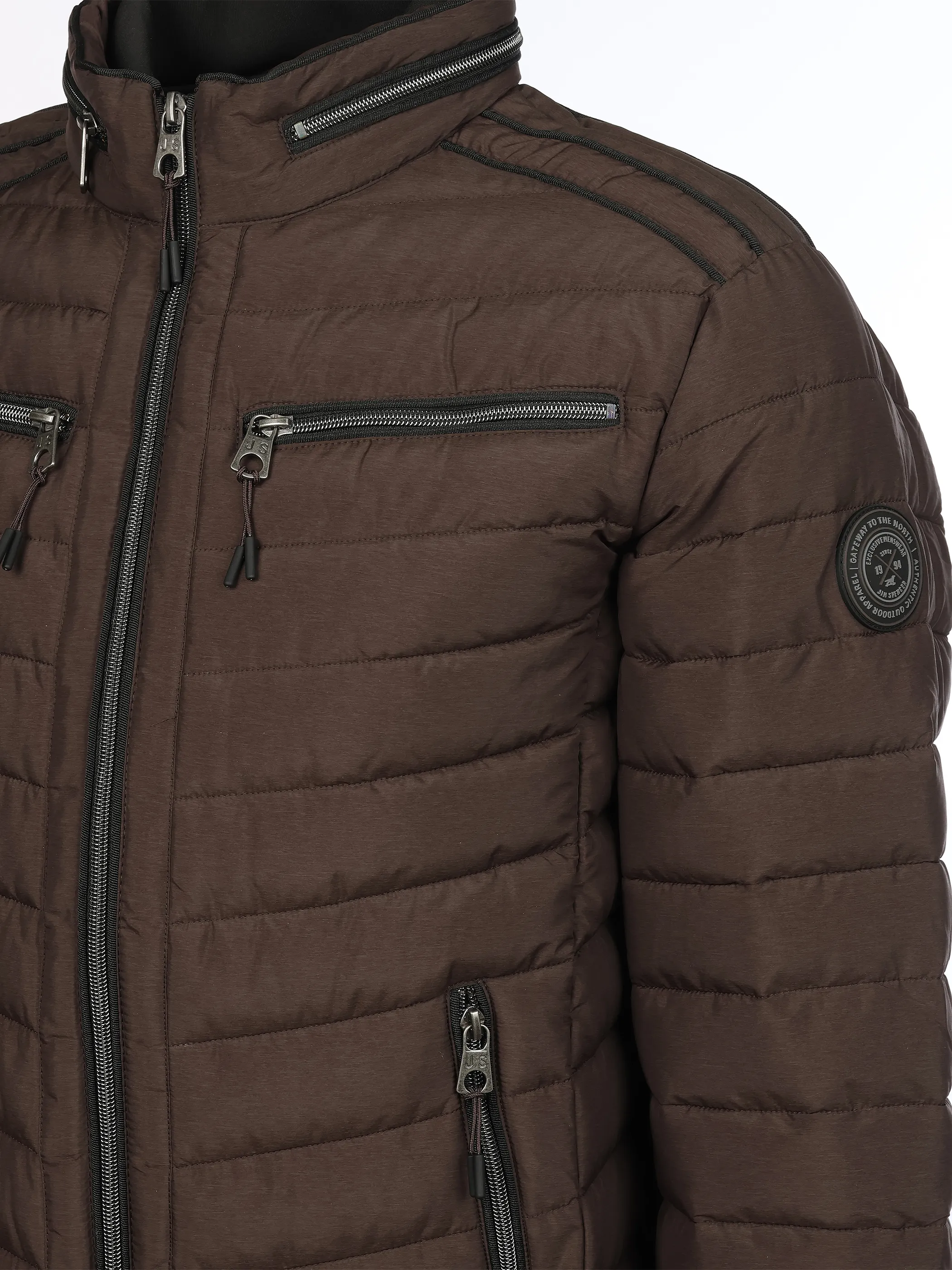 Jim Spencer He. Steppblouson melange scuba Braun 878837 BROWN 4