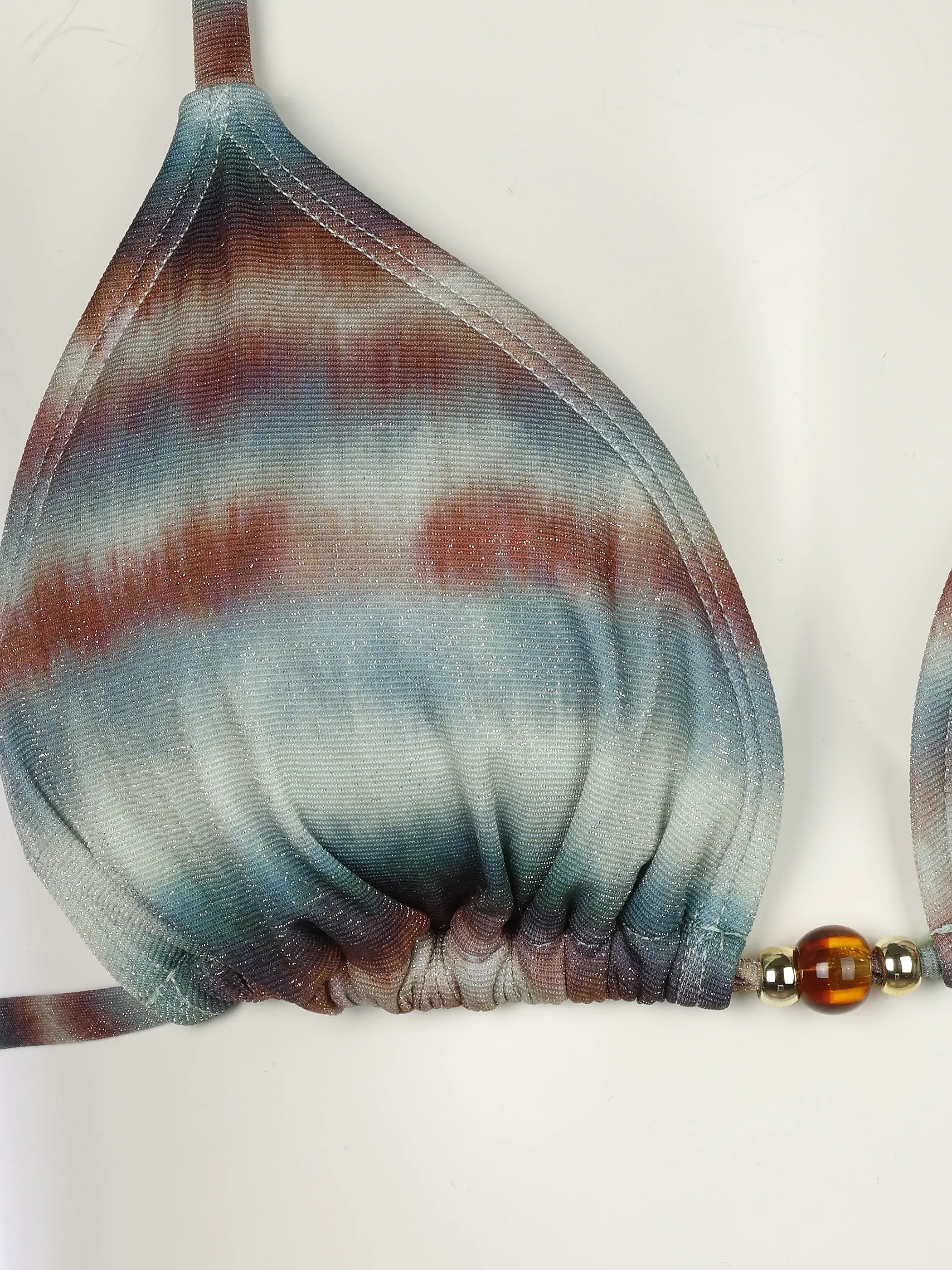 Grinario Sports Da-Bikini Set, m. Perlen, Triangel, AOP Grün 923134 MINT BR GL 3