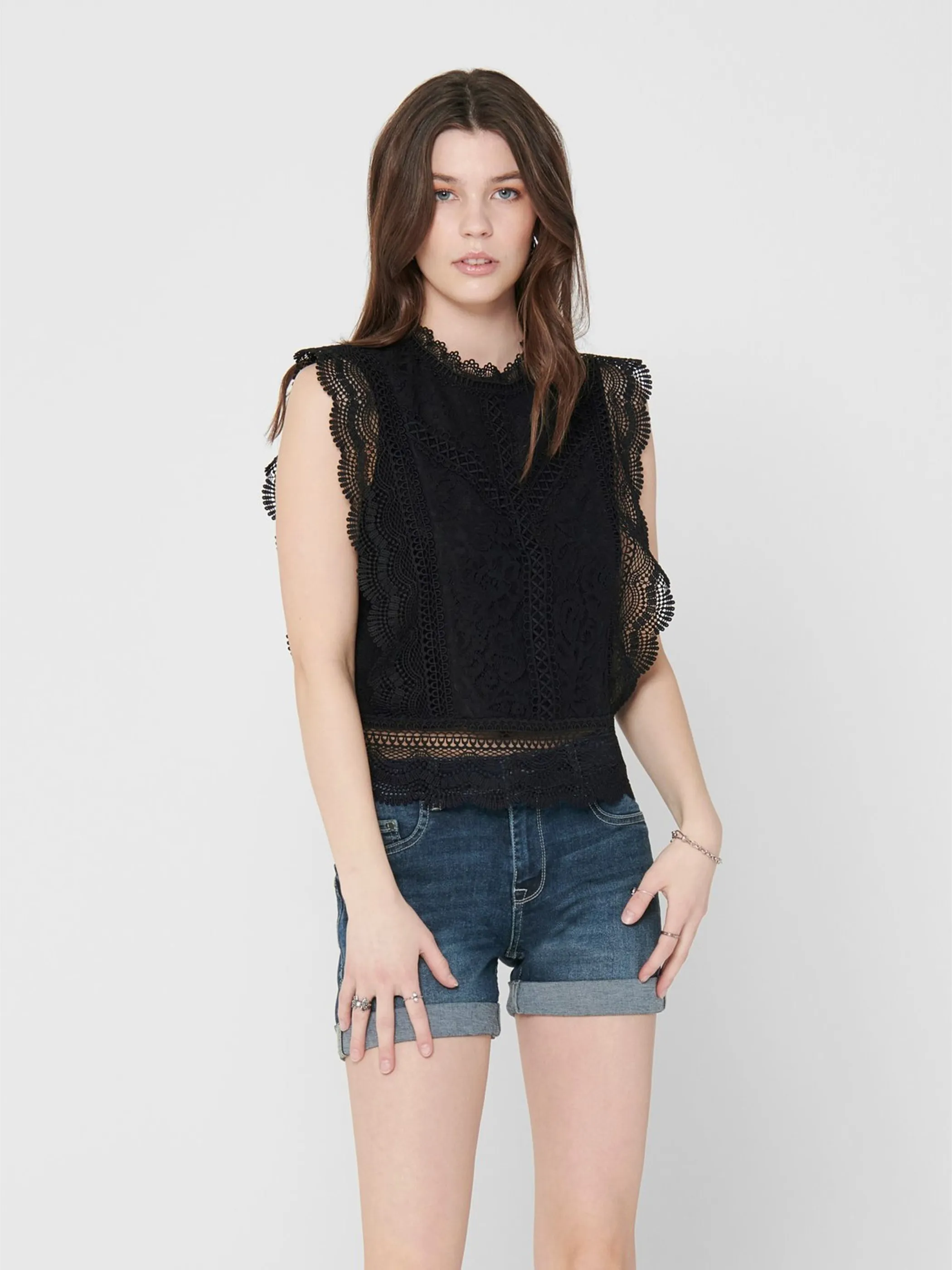 Only 15204604 ONLKARO S/L LACE TOP Schwarz 834766 177911 3