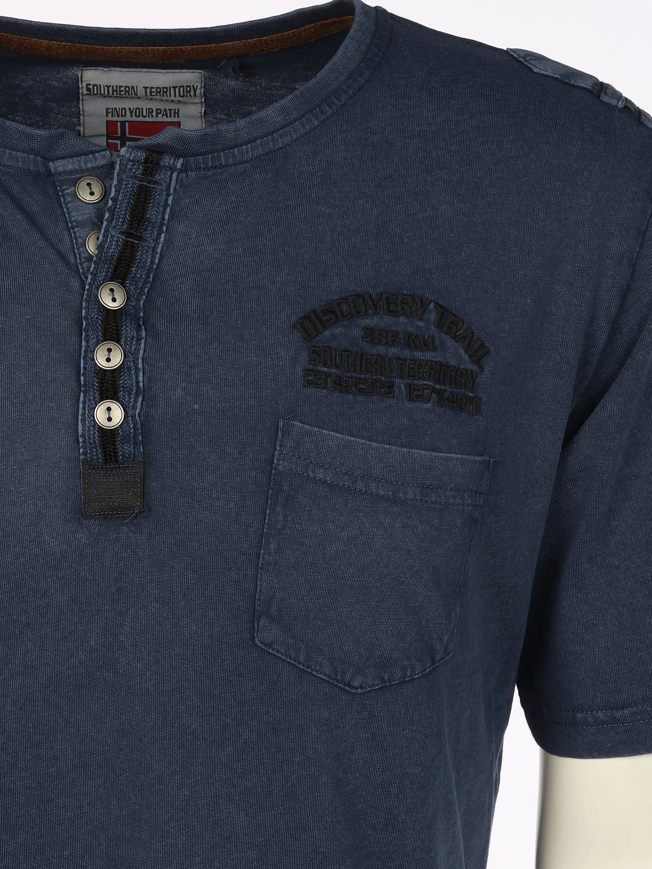 Southern Territory He. Henleyshirt 1/2 washer Blau 920982 NAVY 3