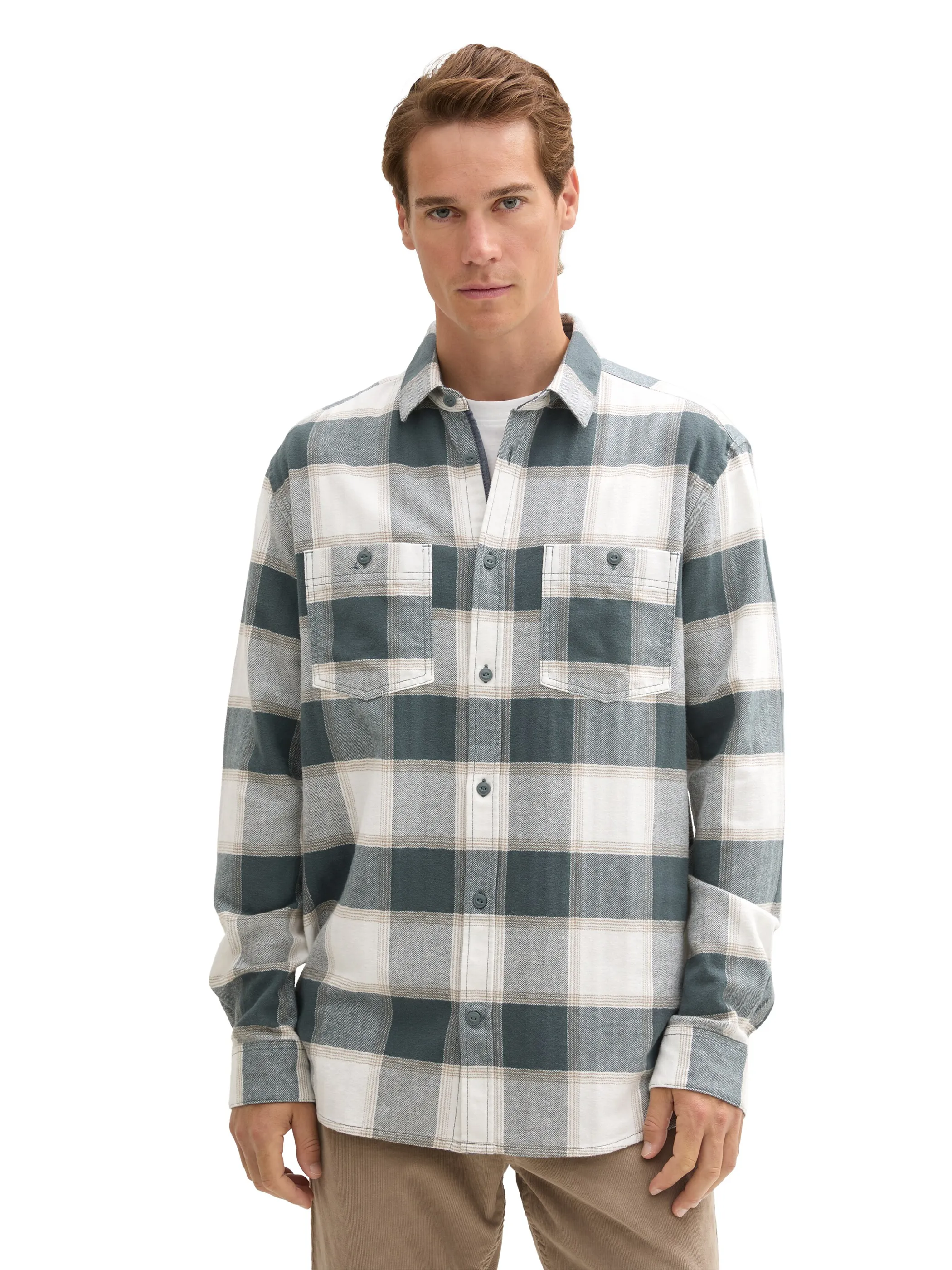 Tom Tailor 1043798 comfort checked shirt Weiß 903294 36634 3