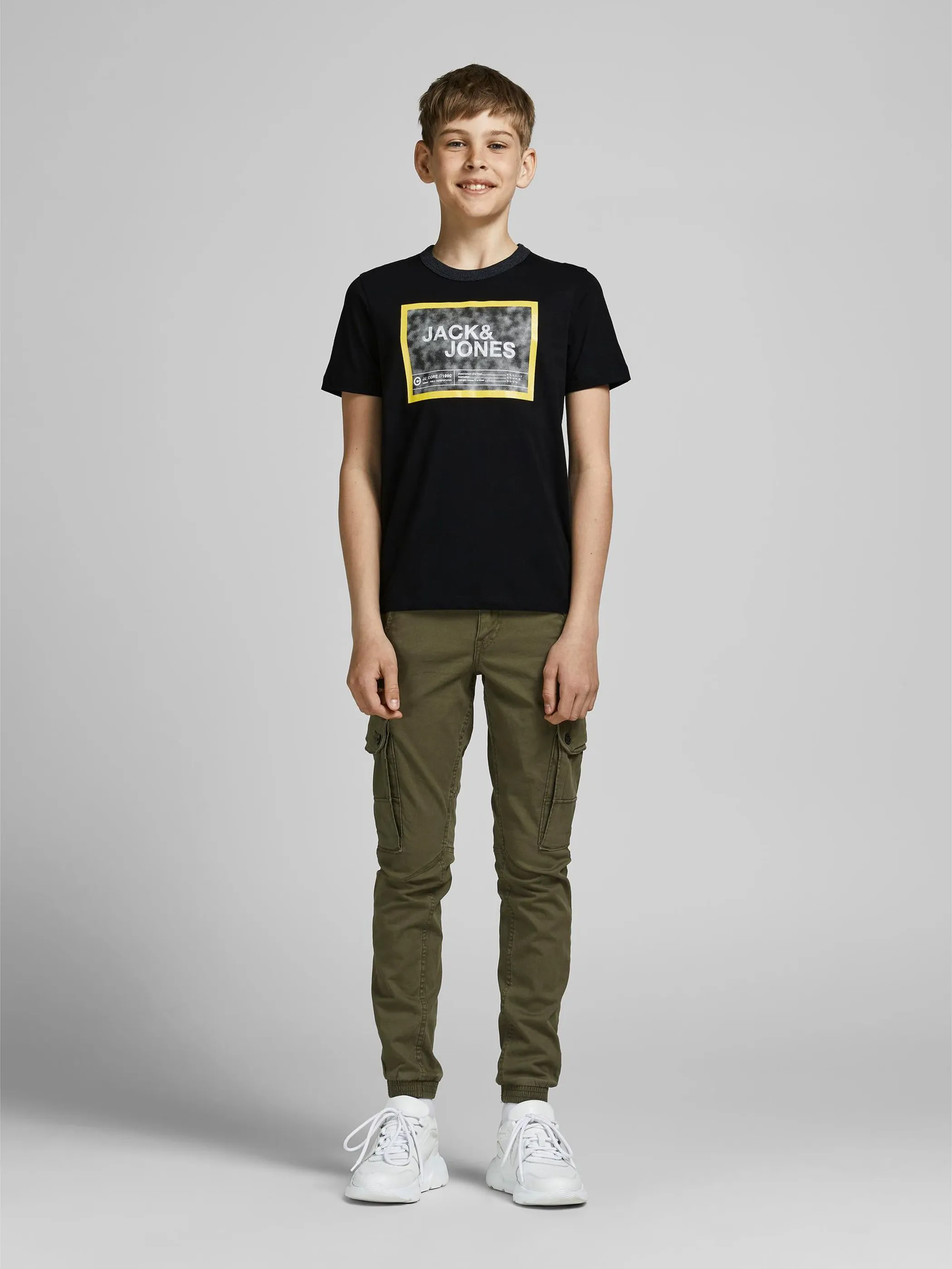 Jack&Jones Junior 12188420 JCOFIKES TEE SS CREW Schwarz 852255 178012 3