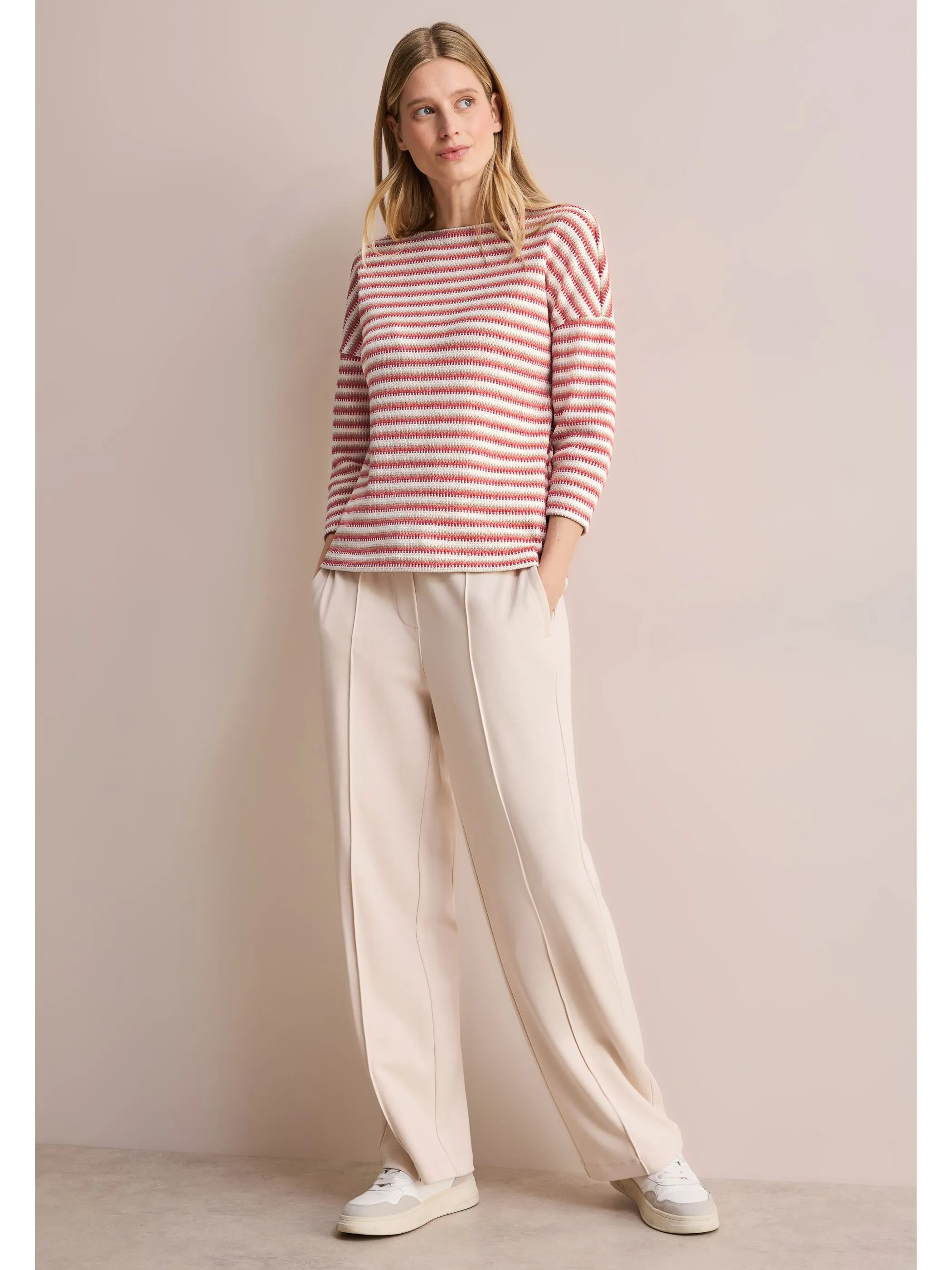 Cecil B322776 TOS Stripe Knit T-Shirt Rot 910471 36099 5 Cecil B322776 TOS Stripe Knit T-Shirt Rot 910471 36099 5