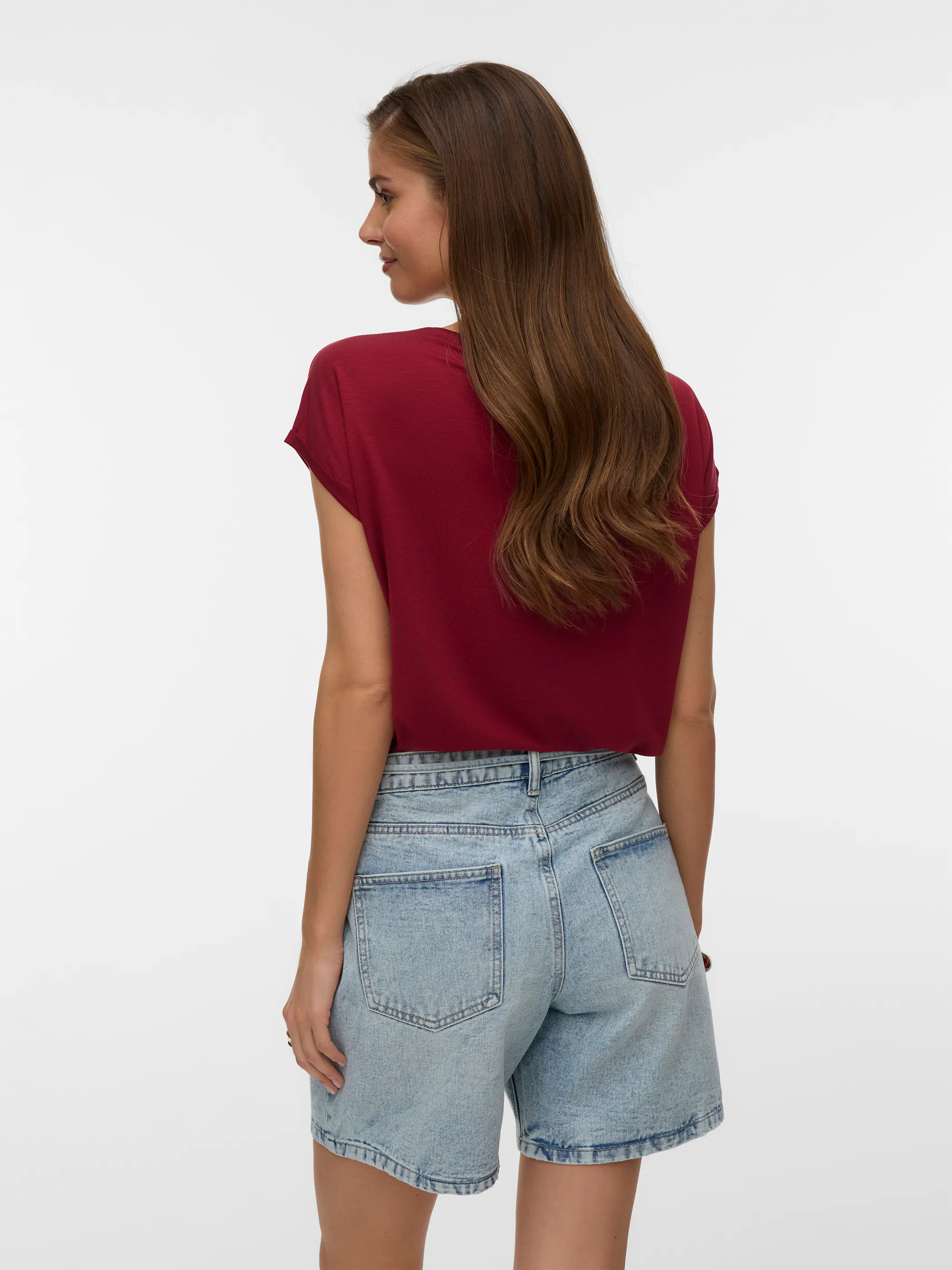 Vero Moda 10284468 VMAVA PLAIN SS TOP GA Rot 873829 230355 2