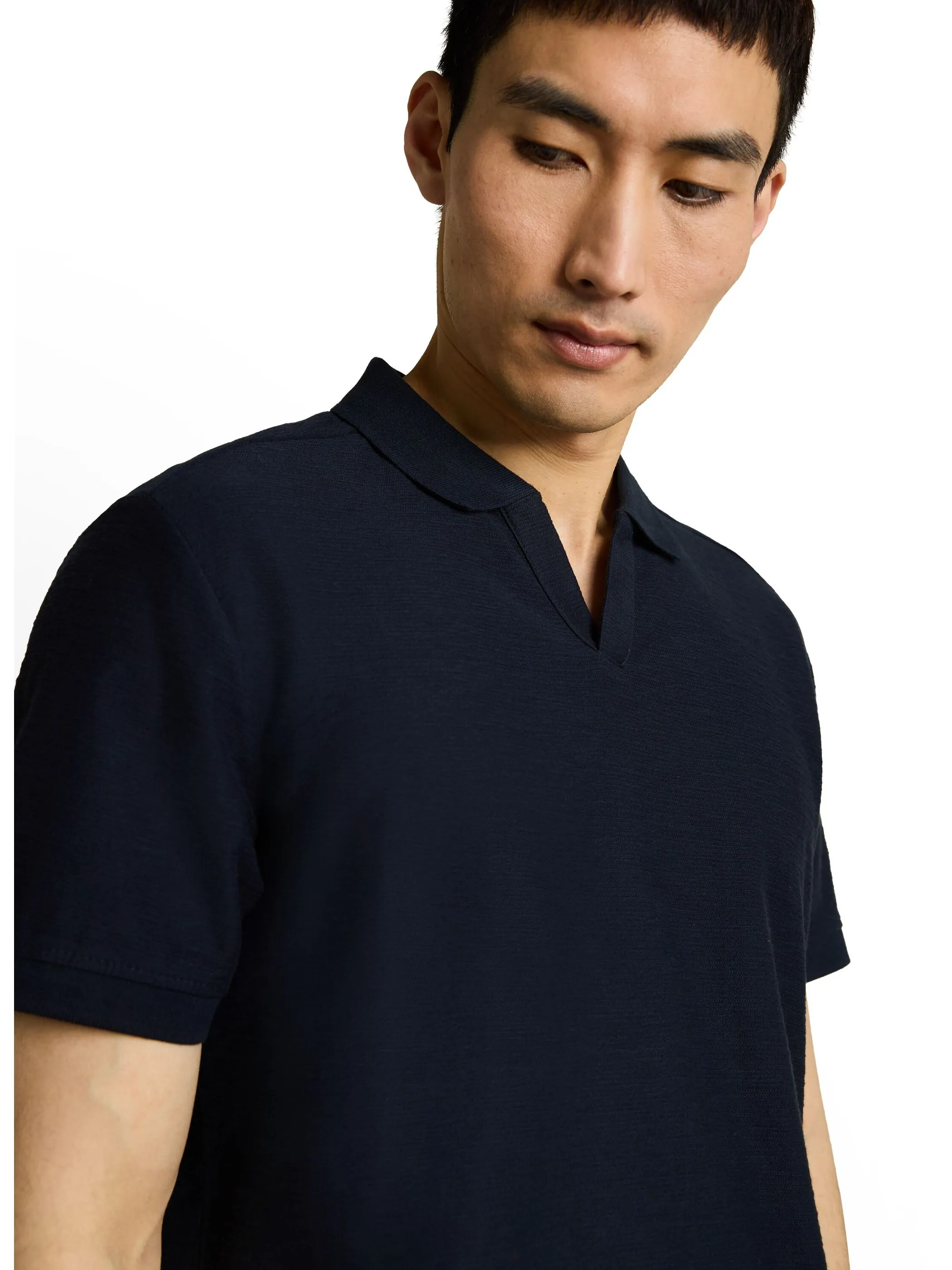 Tom Tailor 1051182 NOS structured resort collar polo Blau 926455 10668 3
